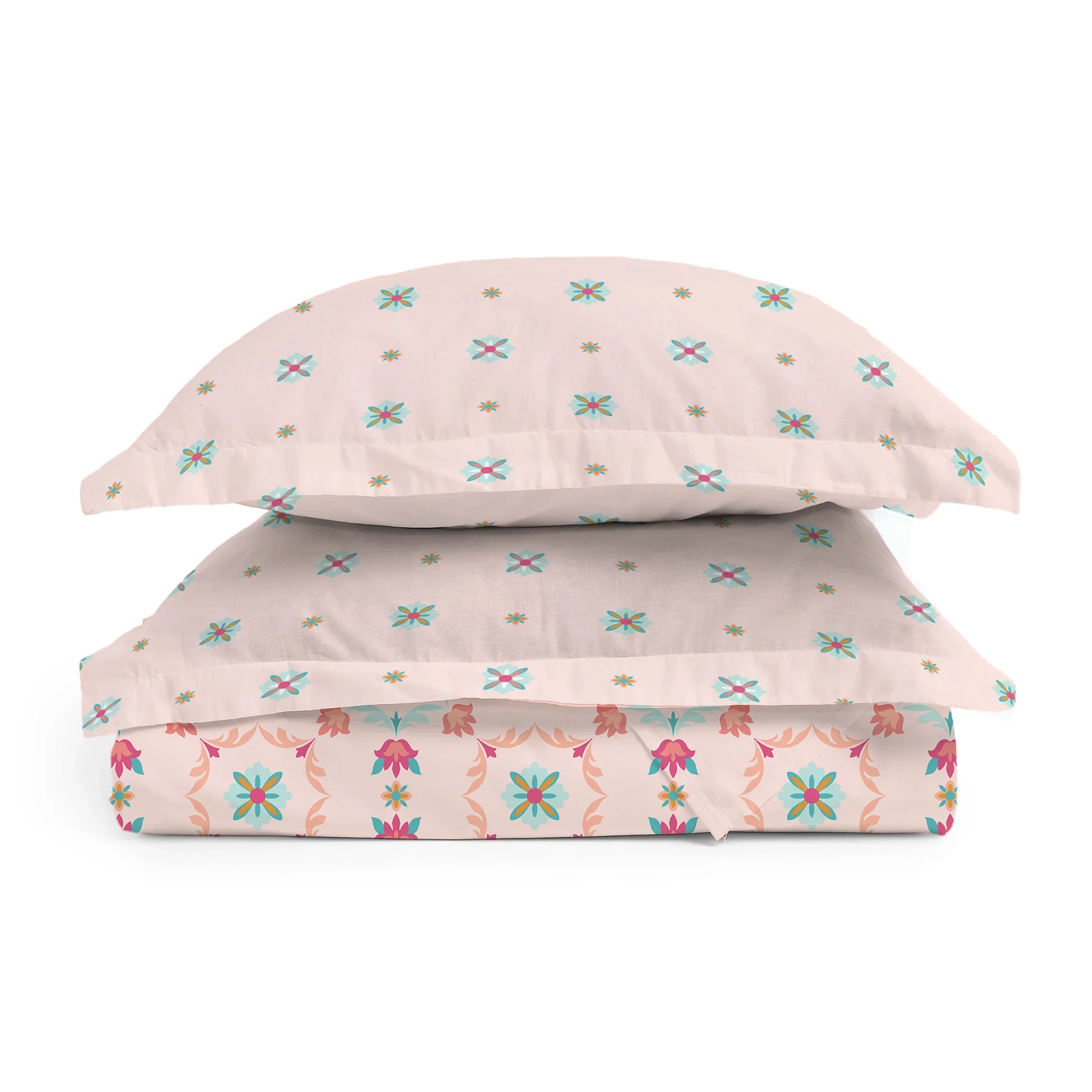Aangan Weaves | Romantic Floral Printed Bedding Set - Set of Bedsheet & Comforter - Blush Pink - Image 6