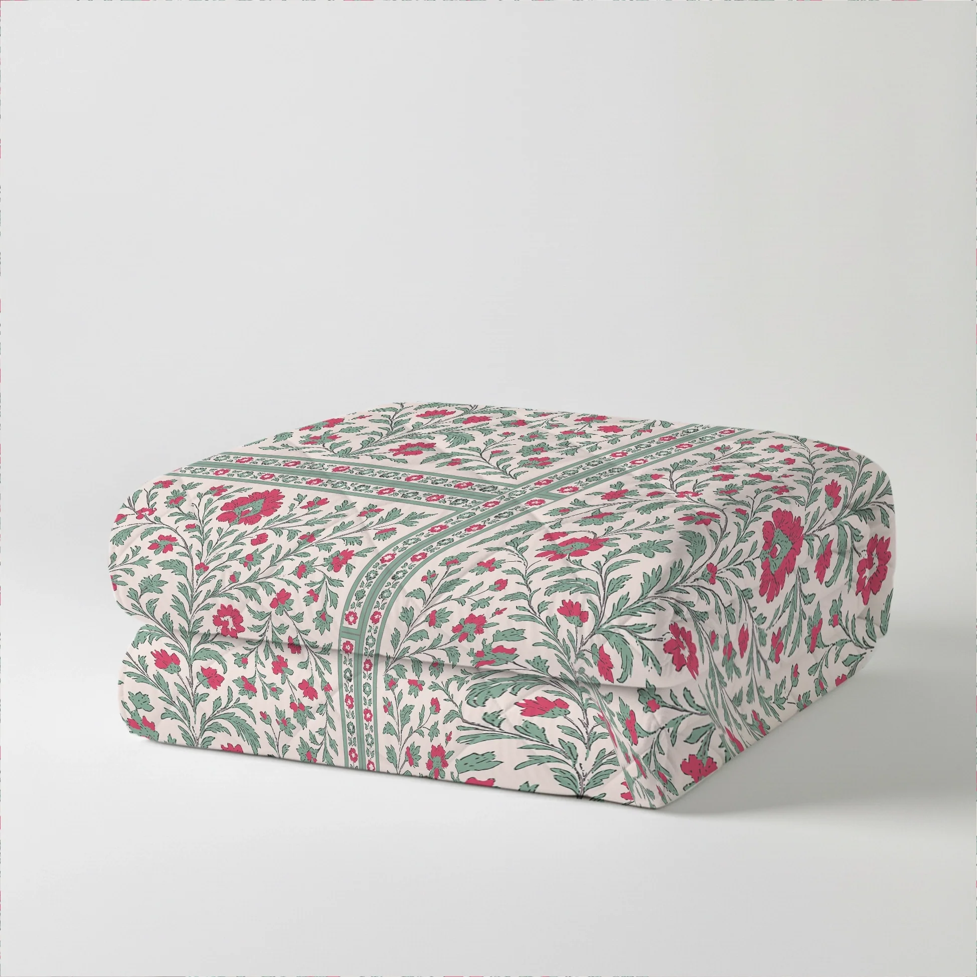 Aangan Weaves | Ethnic Printed 150 GSM Reversible Comforter - Indian Pink - Image 4