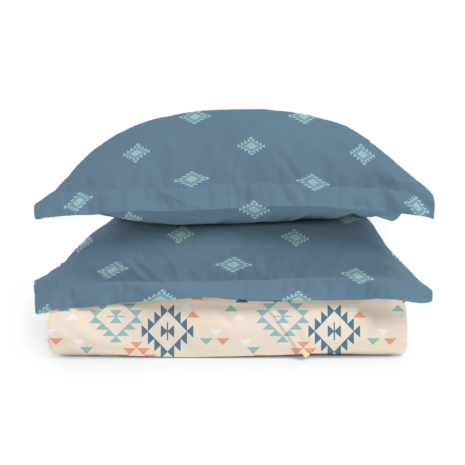 Aangan Weaves | Modern Geometric Printed Cotton Bedsheet Set - Rich Teal - Image 4