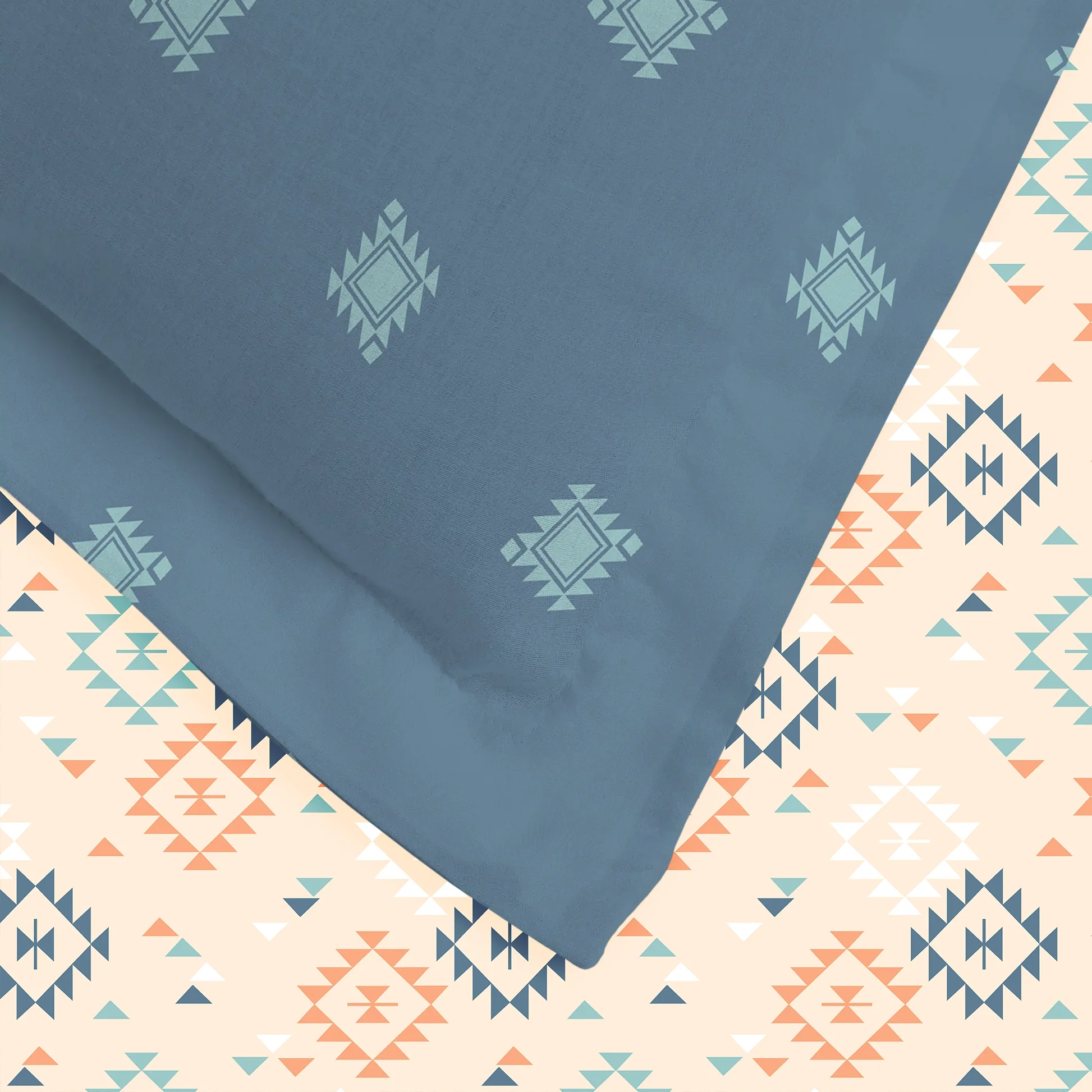 Aangan Weaves | Modern Geometric Printed Cotton Bedsheet Set - Rich Teal - Image 5