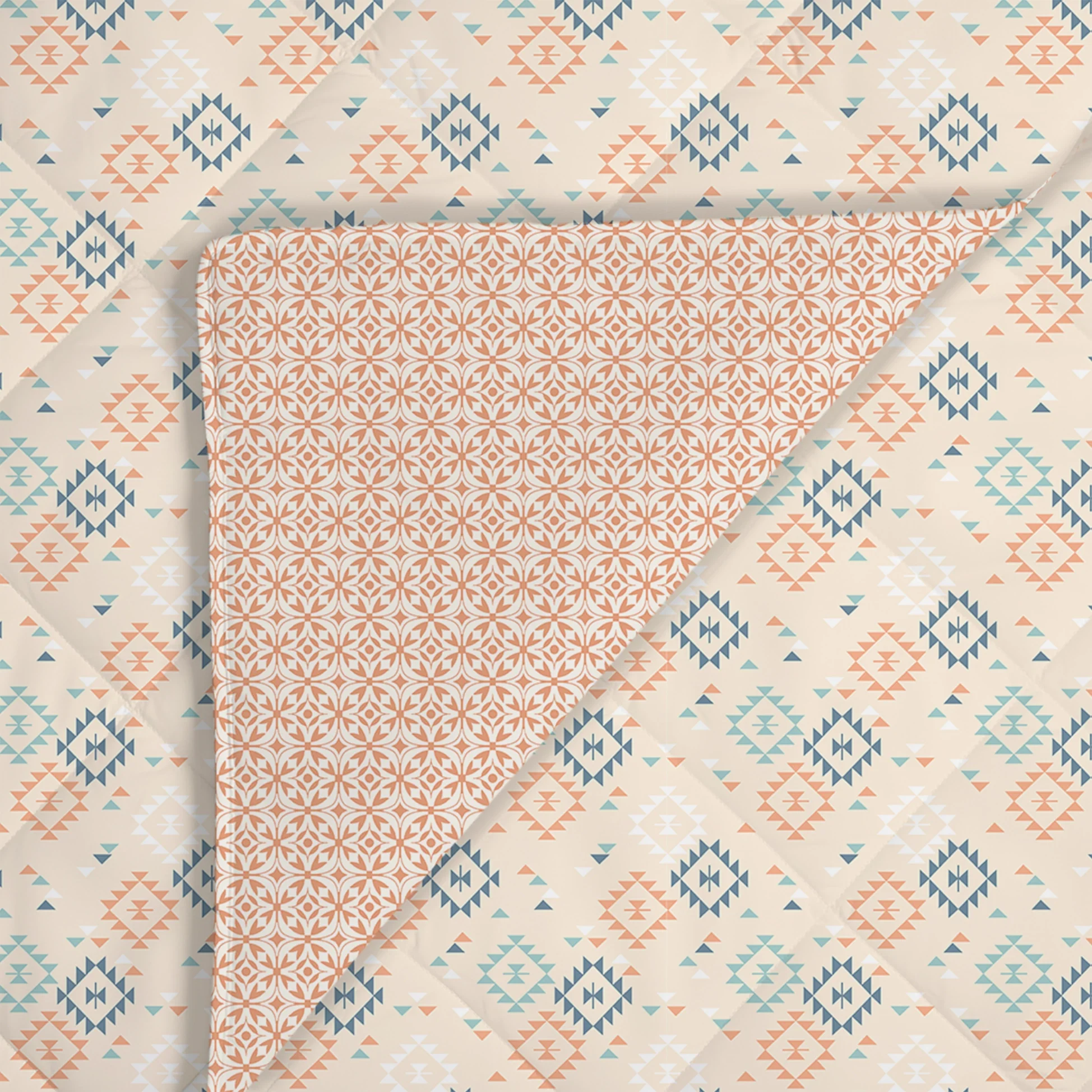 Aangan Weaves | Modern Geometric Printed 150 GSM Reversible Comforter - Rich Teal - Image 5