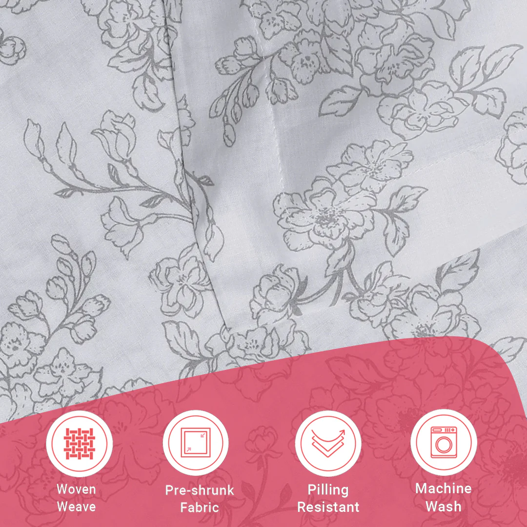 Bloomshire Classic | Everyday Charm Printed Cotton Bedsheet Set-Grey - Image 17