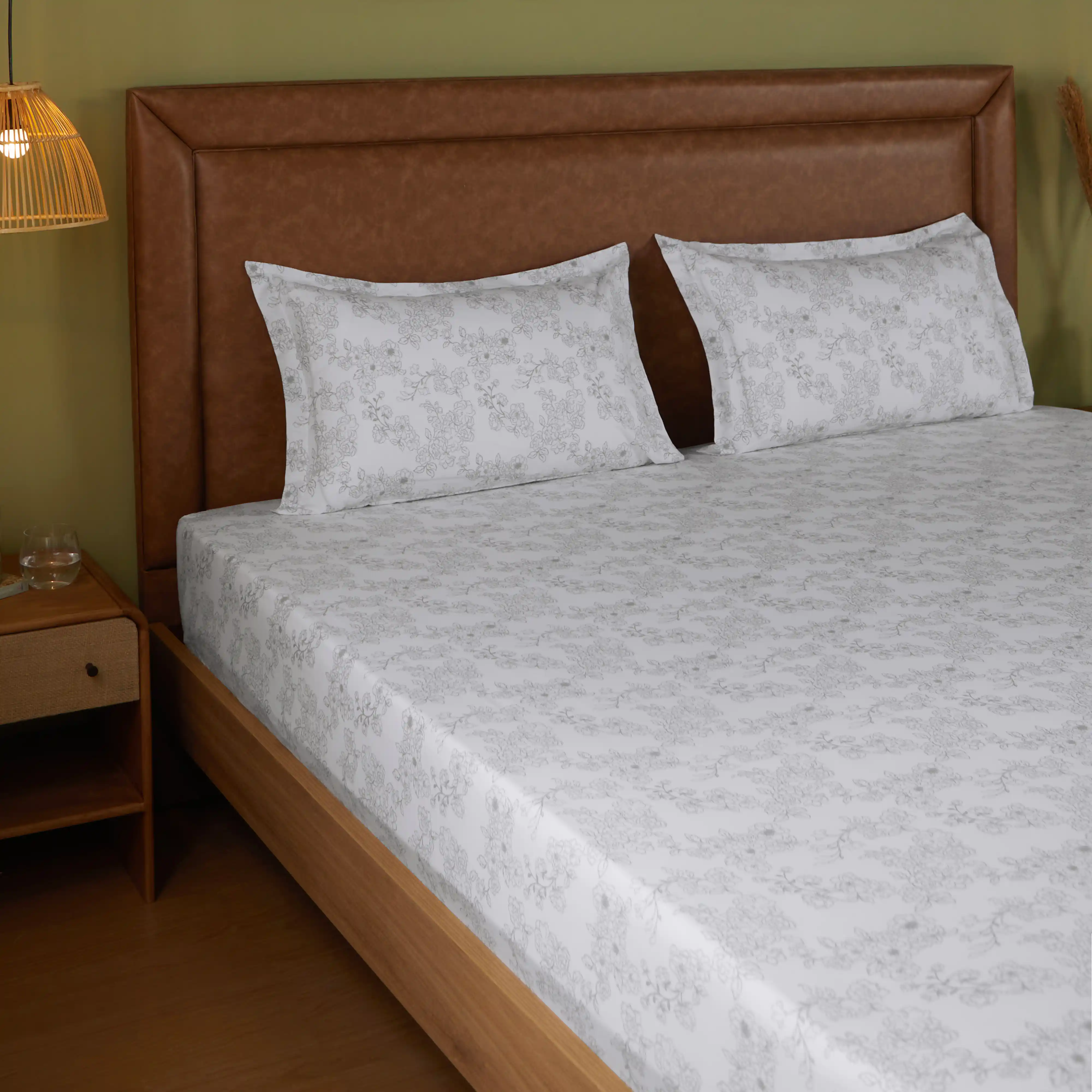 Bloomshire Classic | Everyday Charm Printed Cotton Bedsheet Set-Grey - Image 6