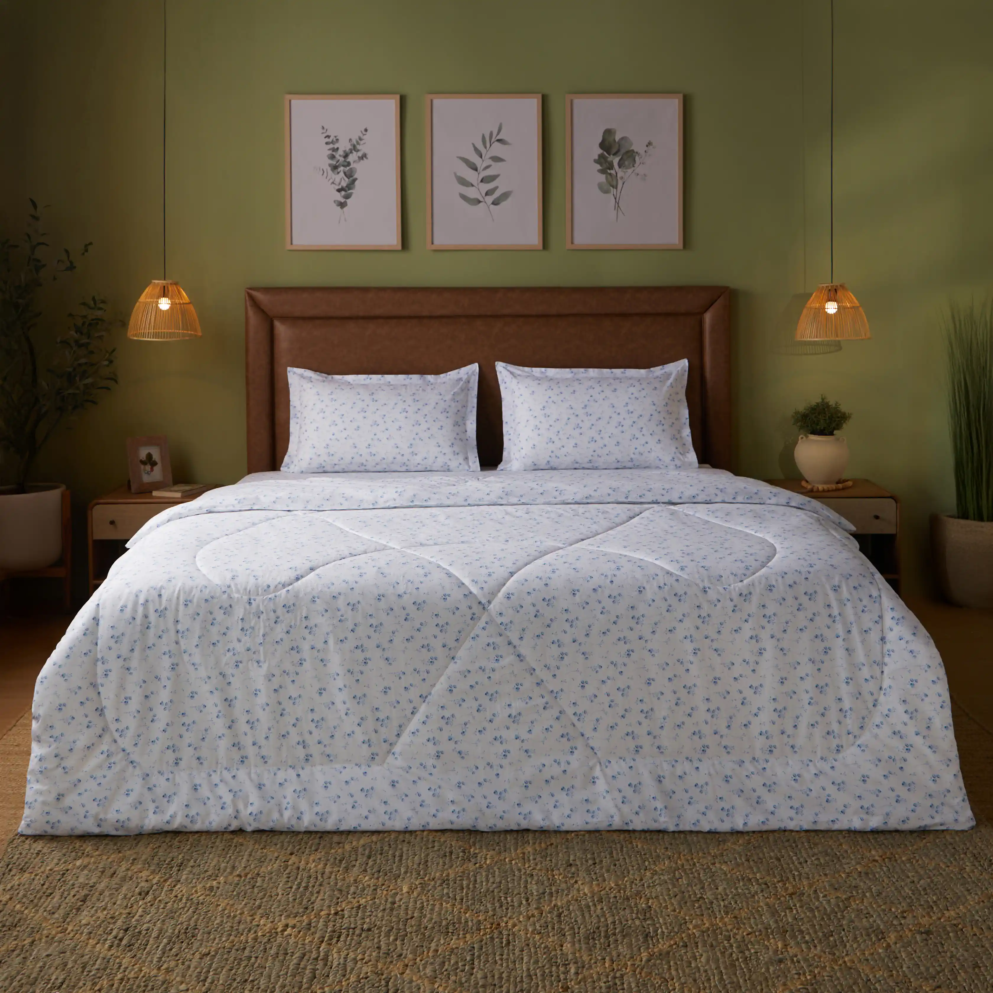 Bloomshire Classic | Everyday Charm Printed 120GSM Reversible Comforter-Ocean Blue - Image 7