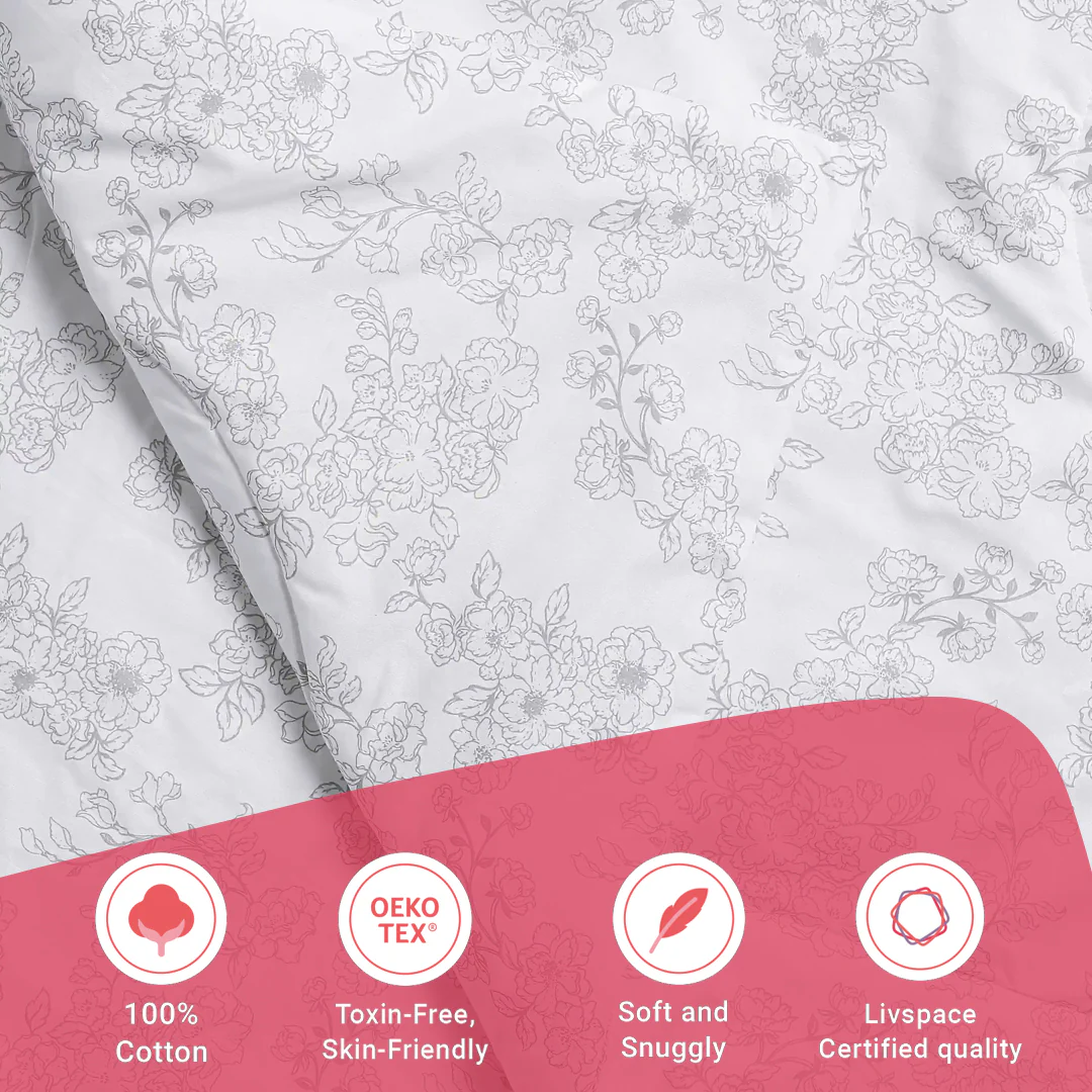 Bloomshire Classic | Everyday Charm Printed 240GSM Reversible Comforter for Extra Warmth-Grey - Image 7