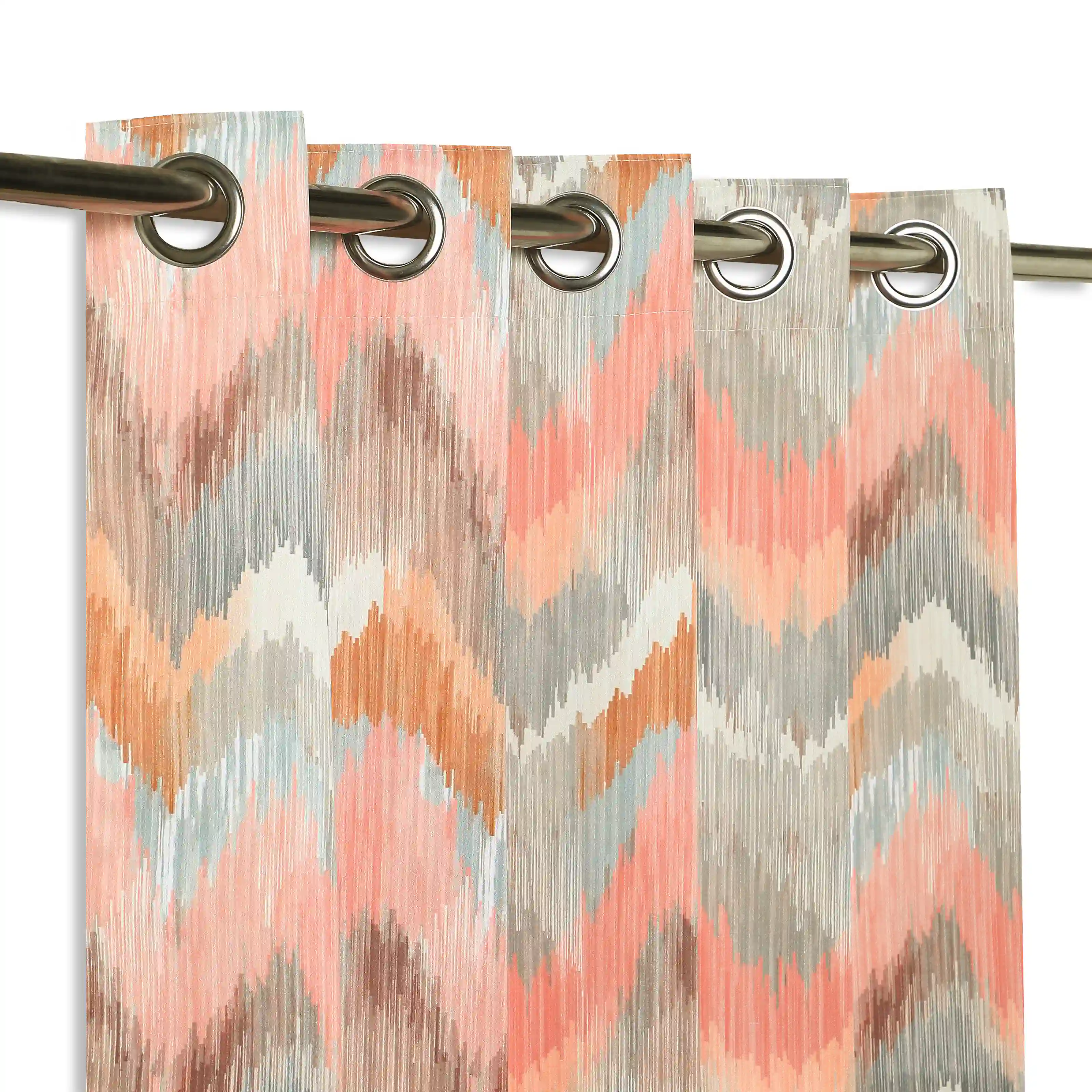 Bloomshire Classic Set Of 2 Printed Readymade Curtains | Modern Ikat - Image 22