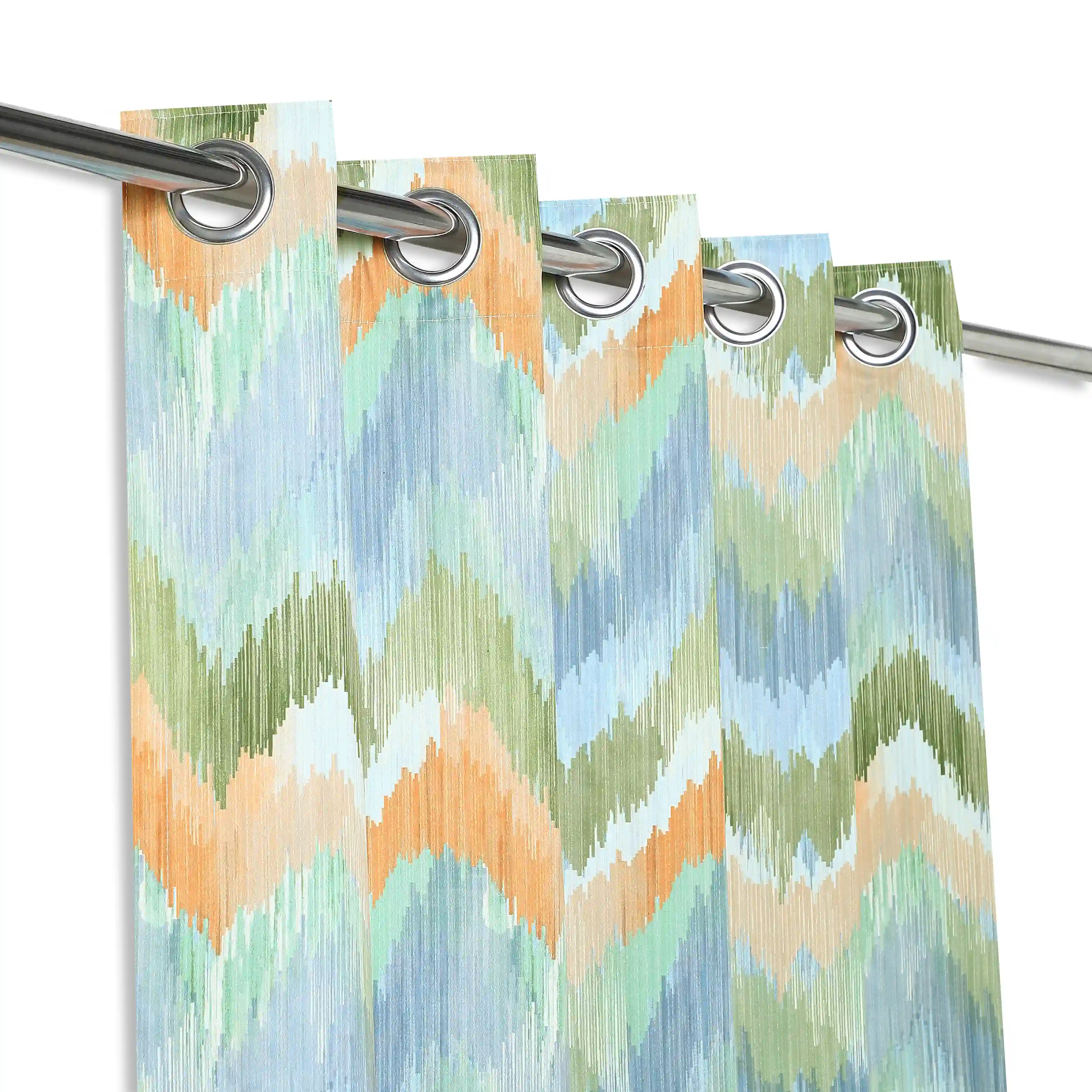Bloomshire Classic Set Of 2 Printed Readymade Curtains | Modern Ikat - Image 6