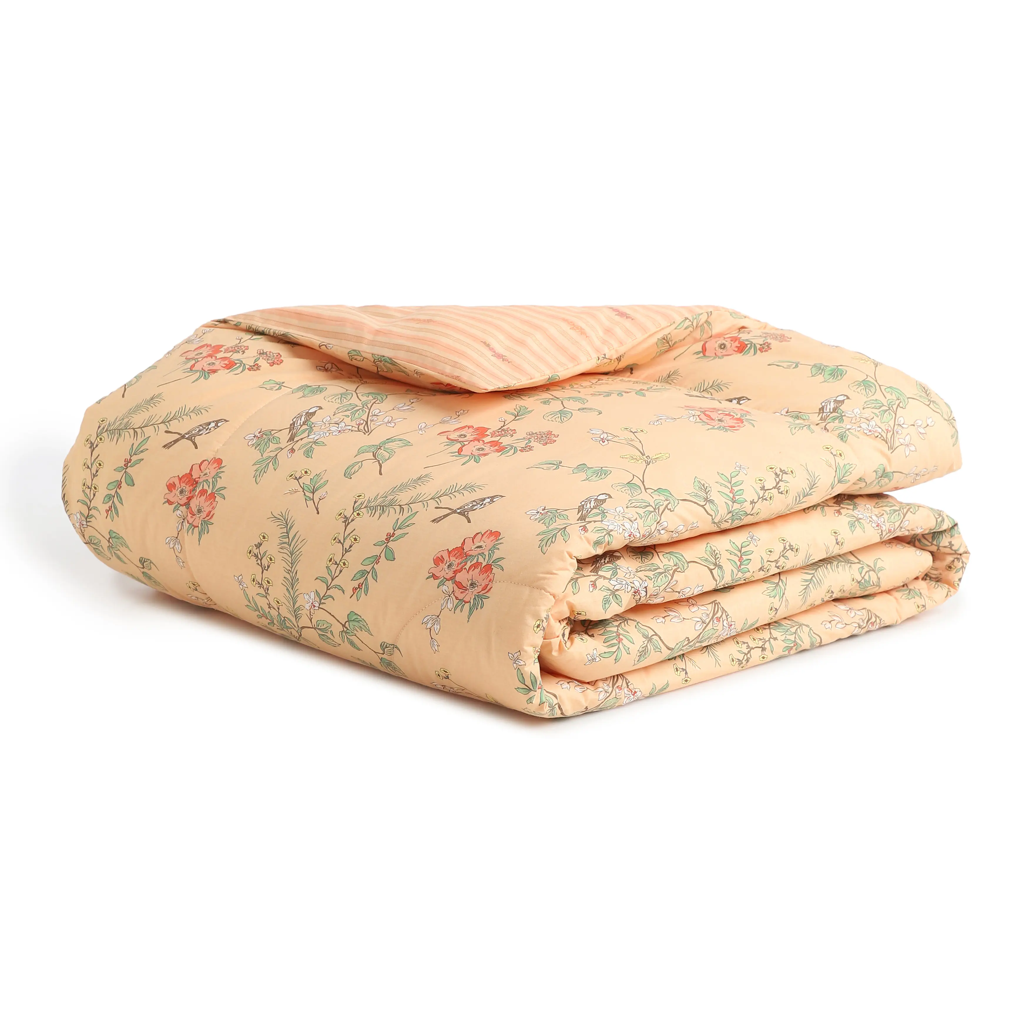 Bloomshire Luxe | Romantic Flora Printed 120GSM Reversible Comforter-Peach - Image 4