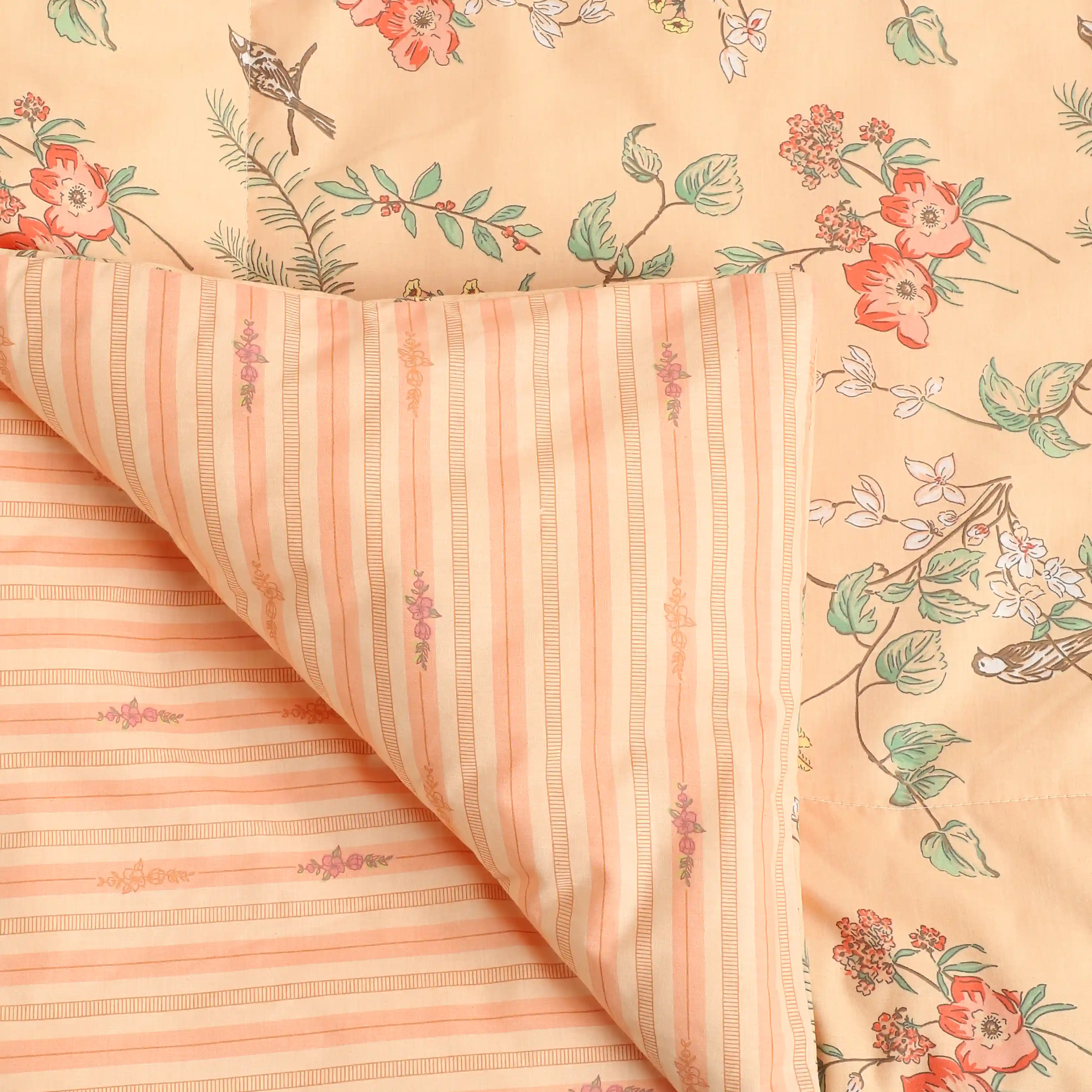 Bloomshire Luxe | Romantic Flora Printed 120GSM Reversible Comforter-Peach - Image 5