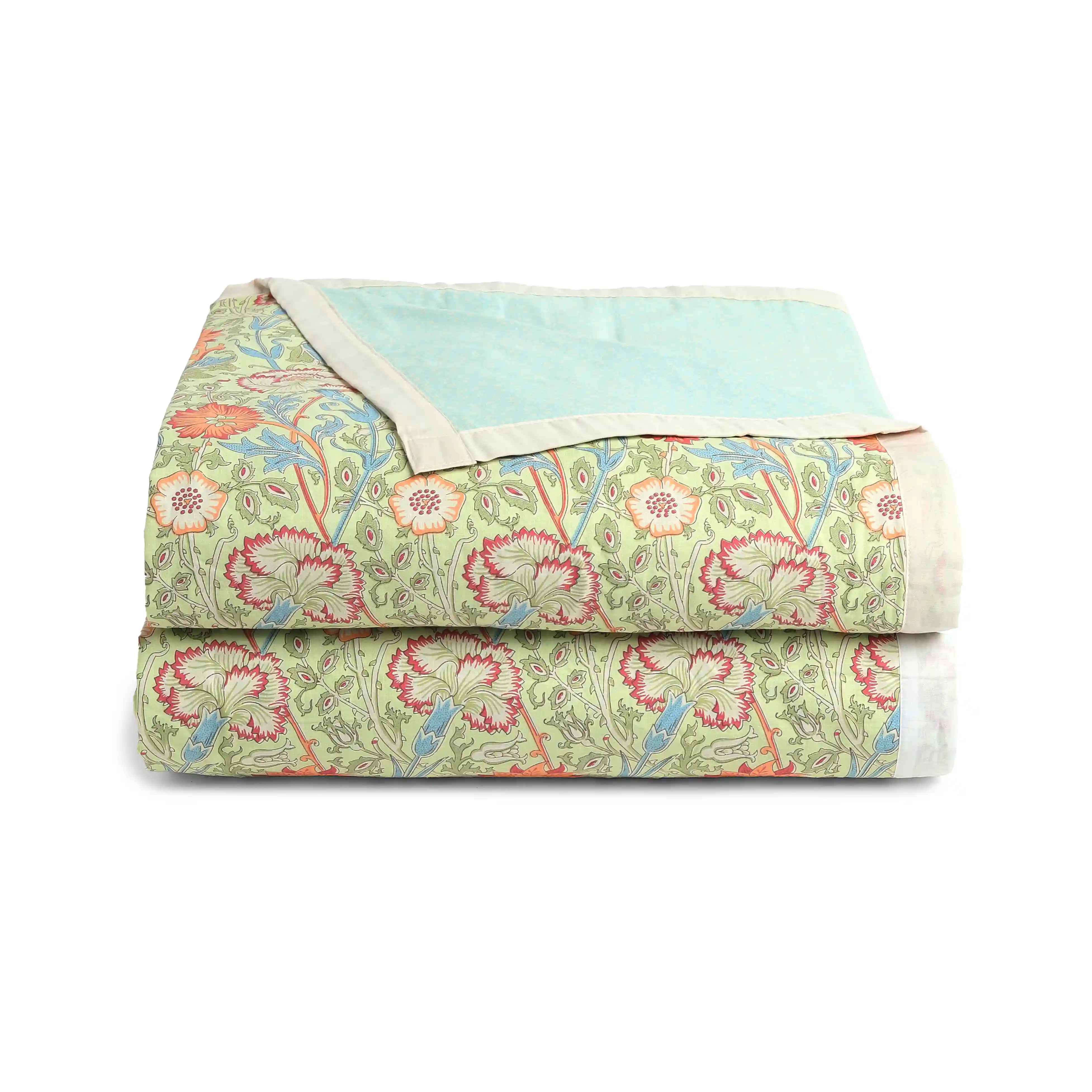 Chippa Lane | Contemporary Indian Print Design Coordinated Bedding Set | Set of Bedsheet & Dohars-Green - Image 5