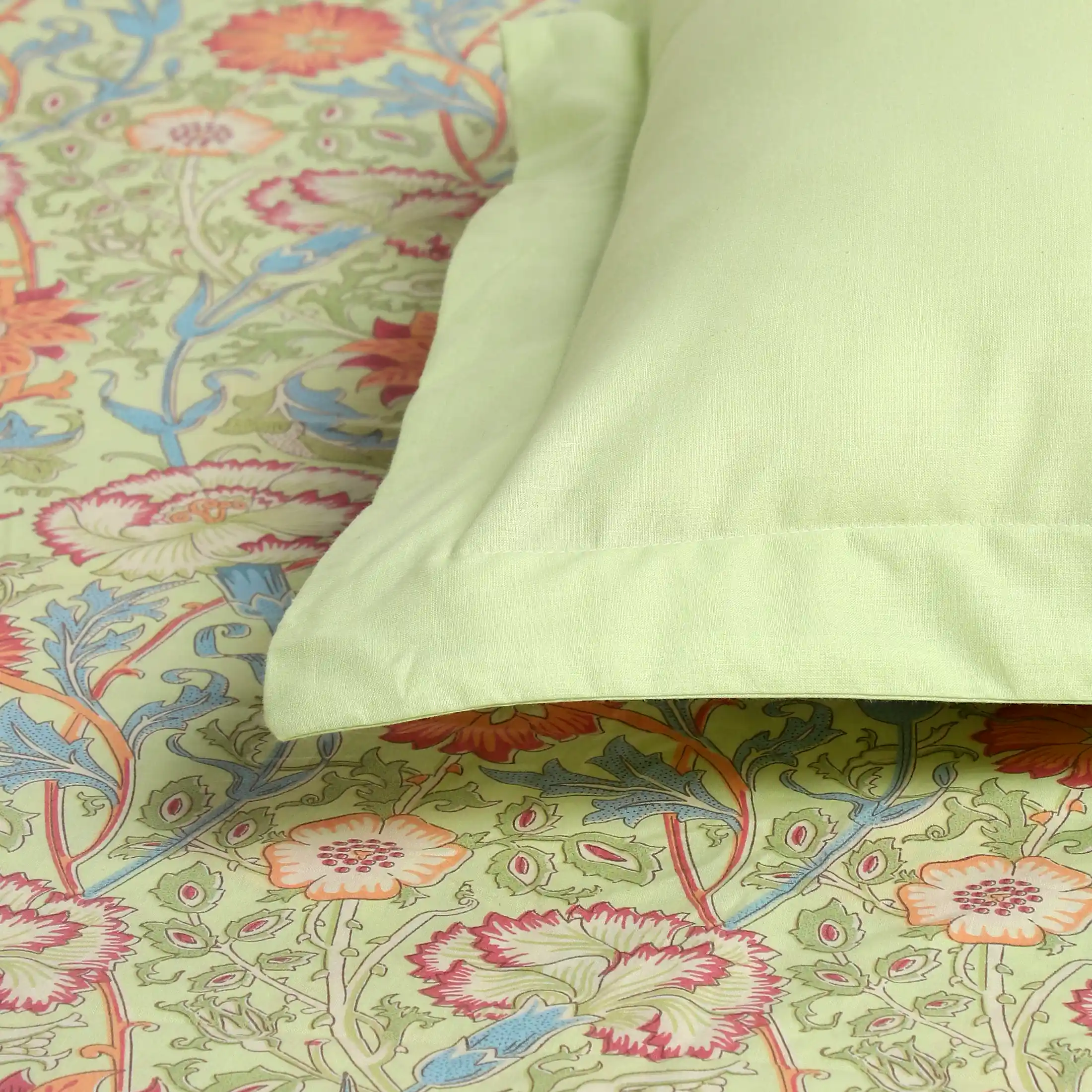 Chippa Lane | Contemporary Indian Print Design Cotton Bedsheet Set-Green - Image 10