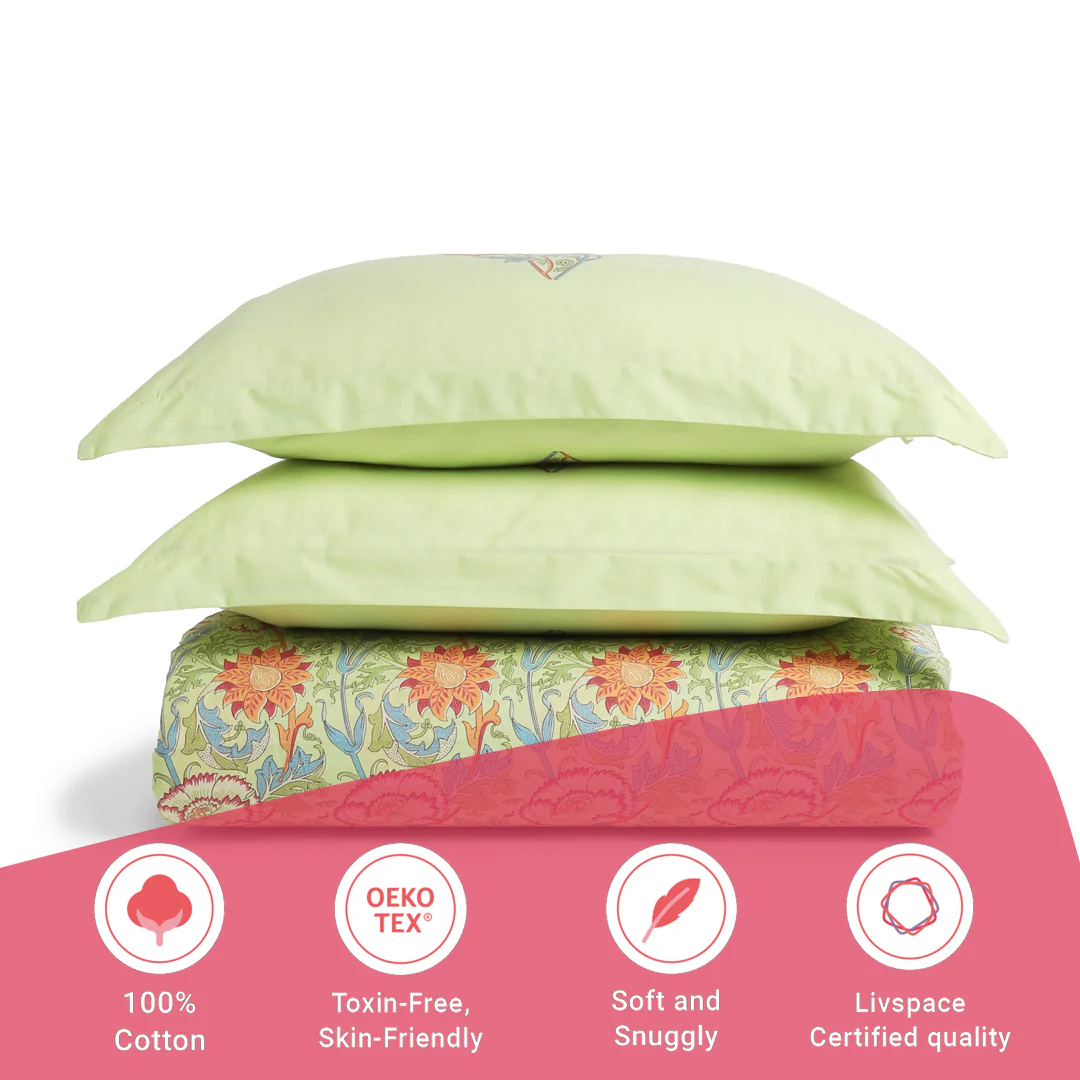 Chippa Lane | Contemporary Indian Print Design Cotton Bedsheet Set-Green - Image 16