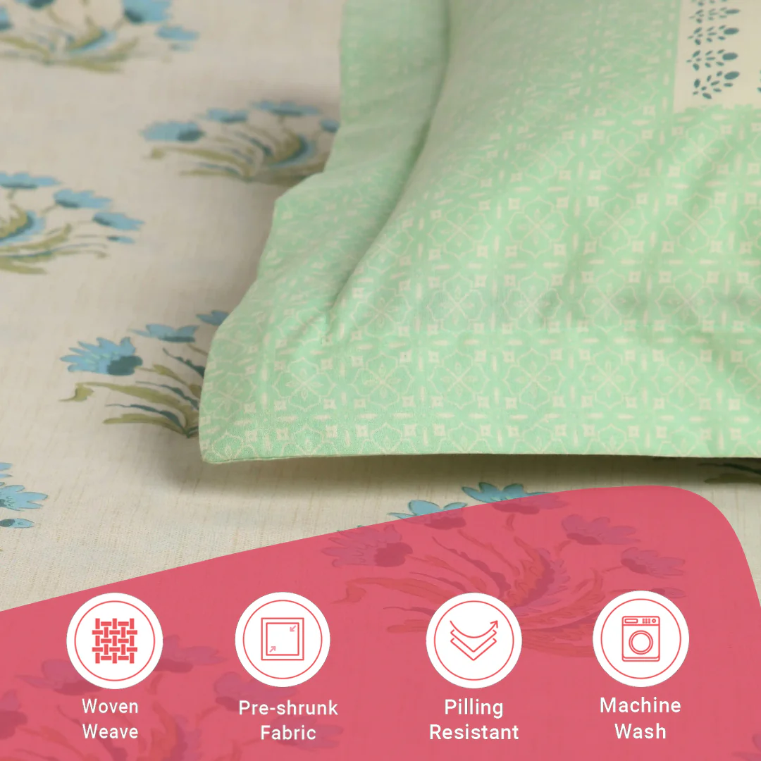 Chippa Lane | Contemporary Indian Print Design Cotton Bedsheet Set-Indian Sage - Image 17