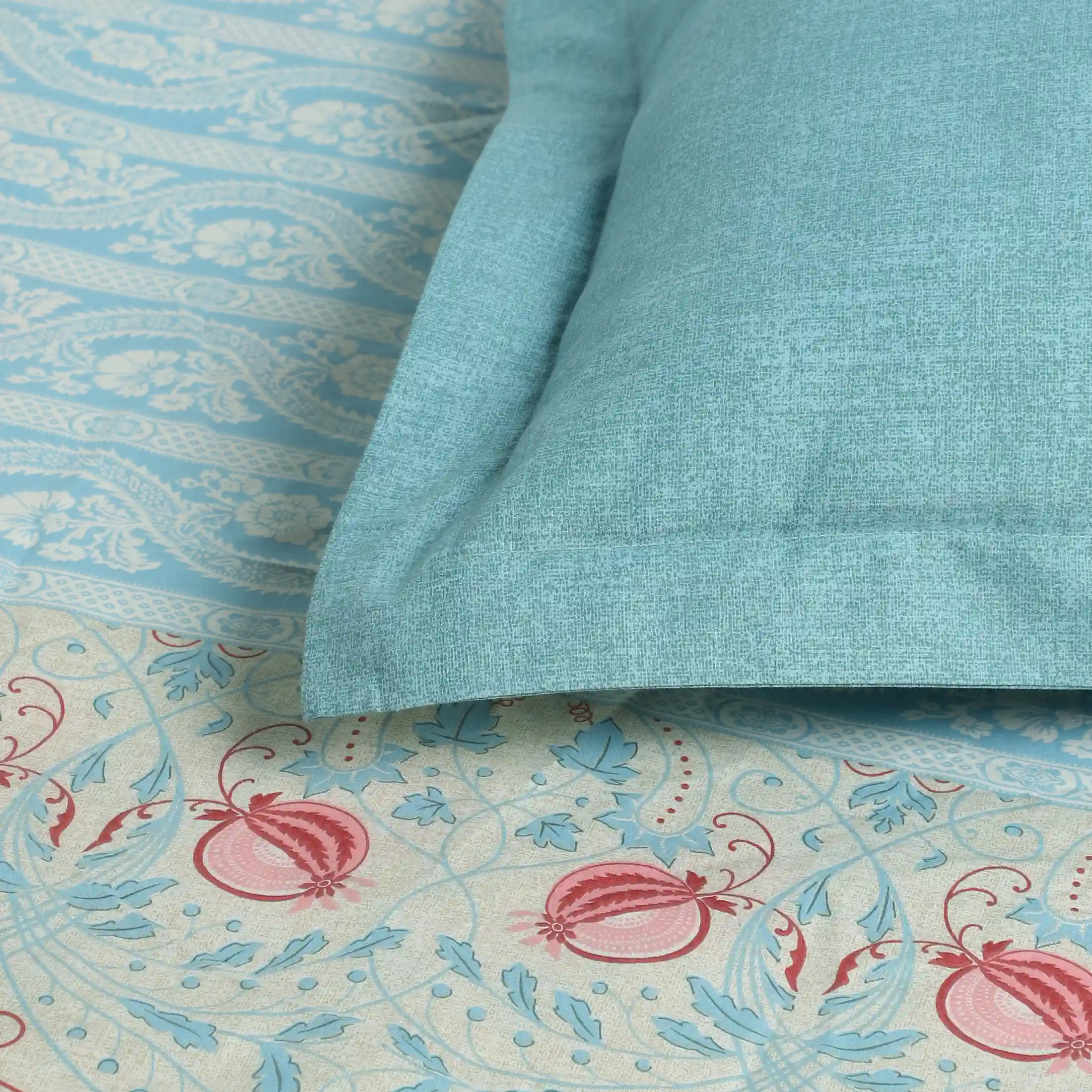Chippa Lane | Contemporary Indian Print Design Cotton Bedsheet Set-Light Blue - Image 15