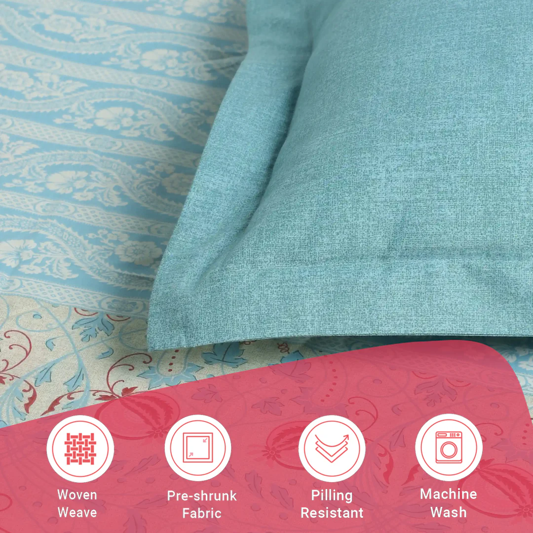 Chippa Lane | Contemporary Indian Print Design Cotton Bedsheet Set-Light Blue - Image 17