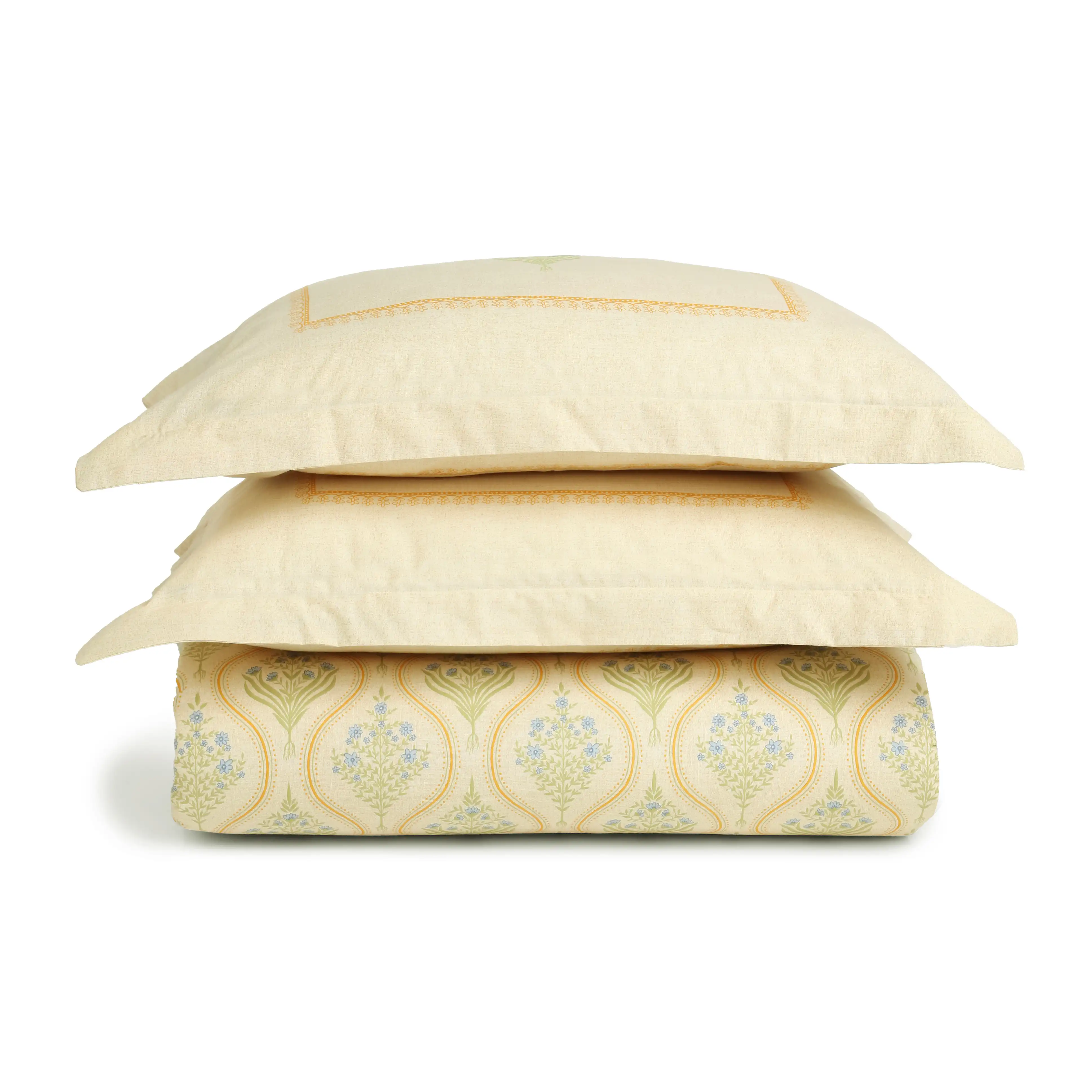 Chippa Lane | Contemporary Indian Print Design Cotton Bedsheet Set-Mustard - Image 11