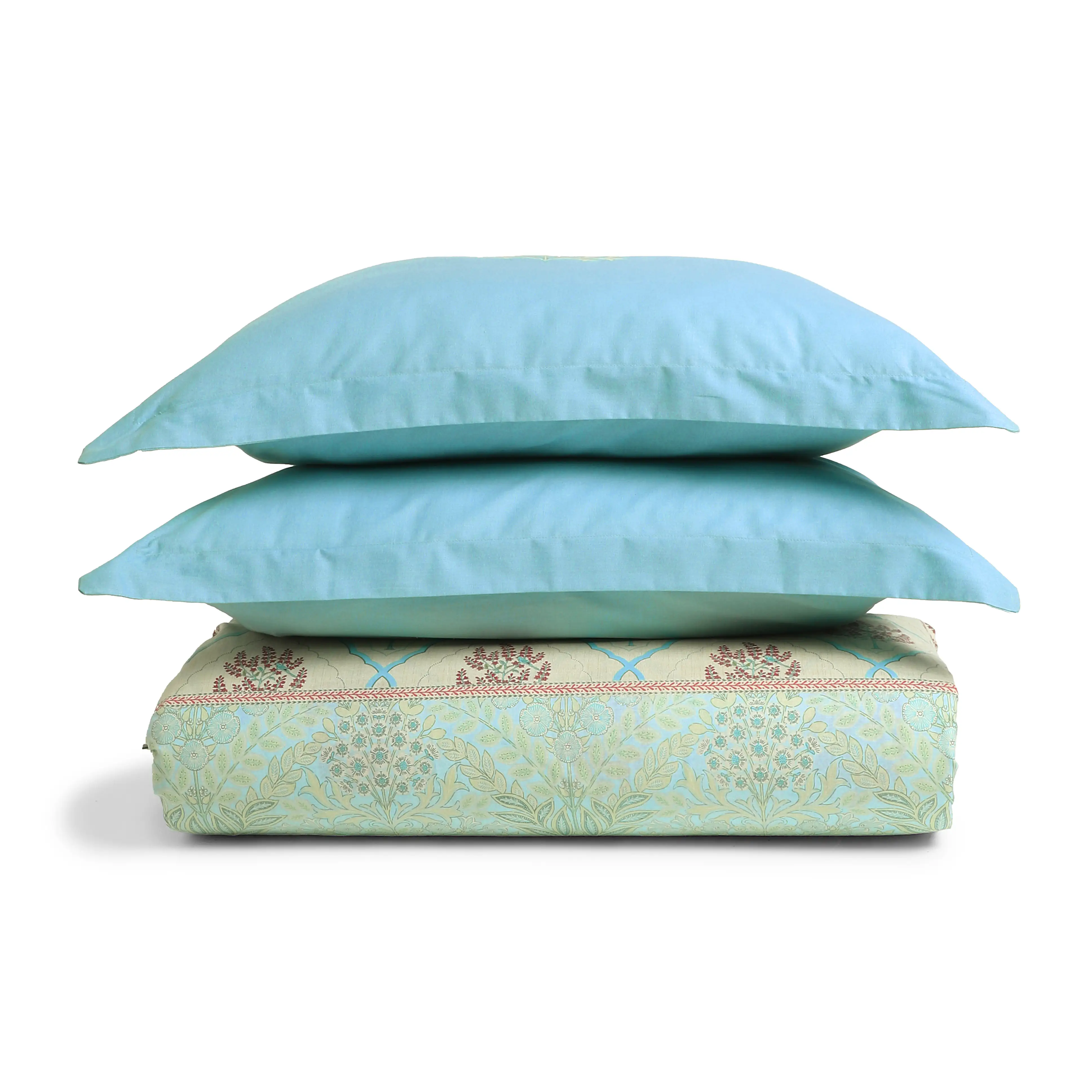 Chippa Lane | Contemporary Indian Print Design Cotton Bedsheet Set-Sage Bloom - Image 11