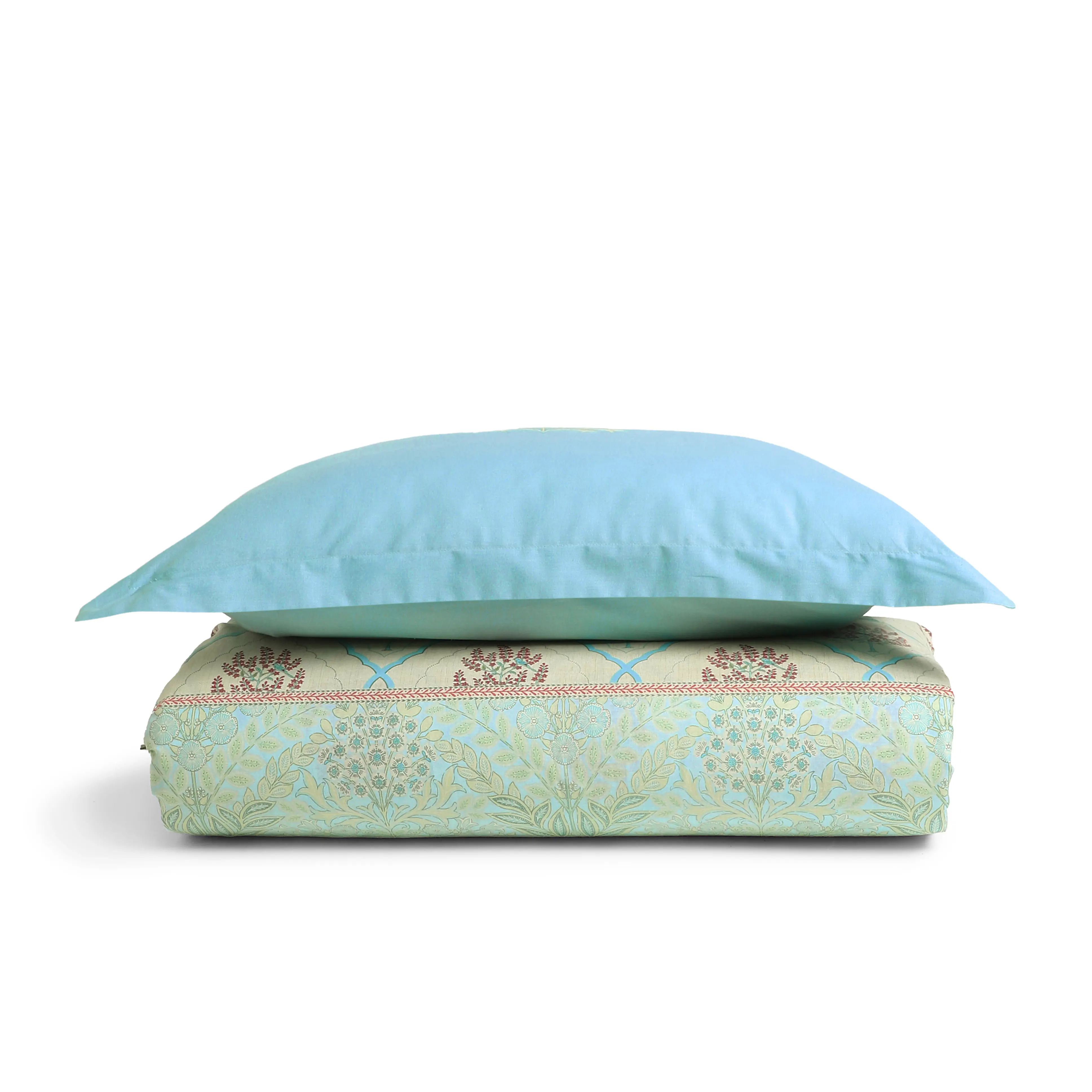 Chippa Lane | Contemporary Indian Print Design Cotton Bedsheet Set-Sage Bloom - Image 3
