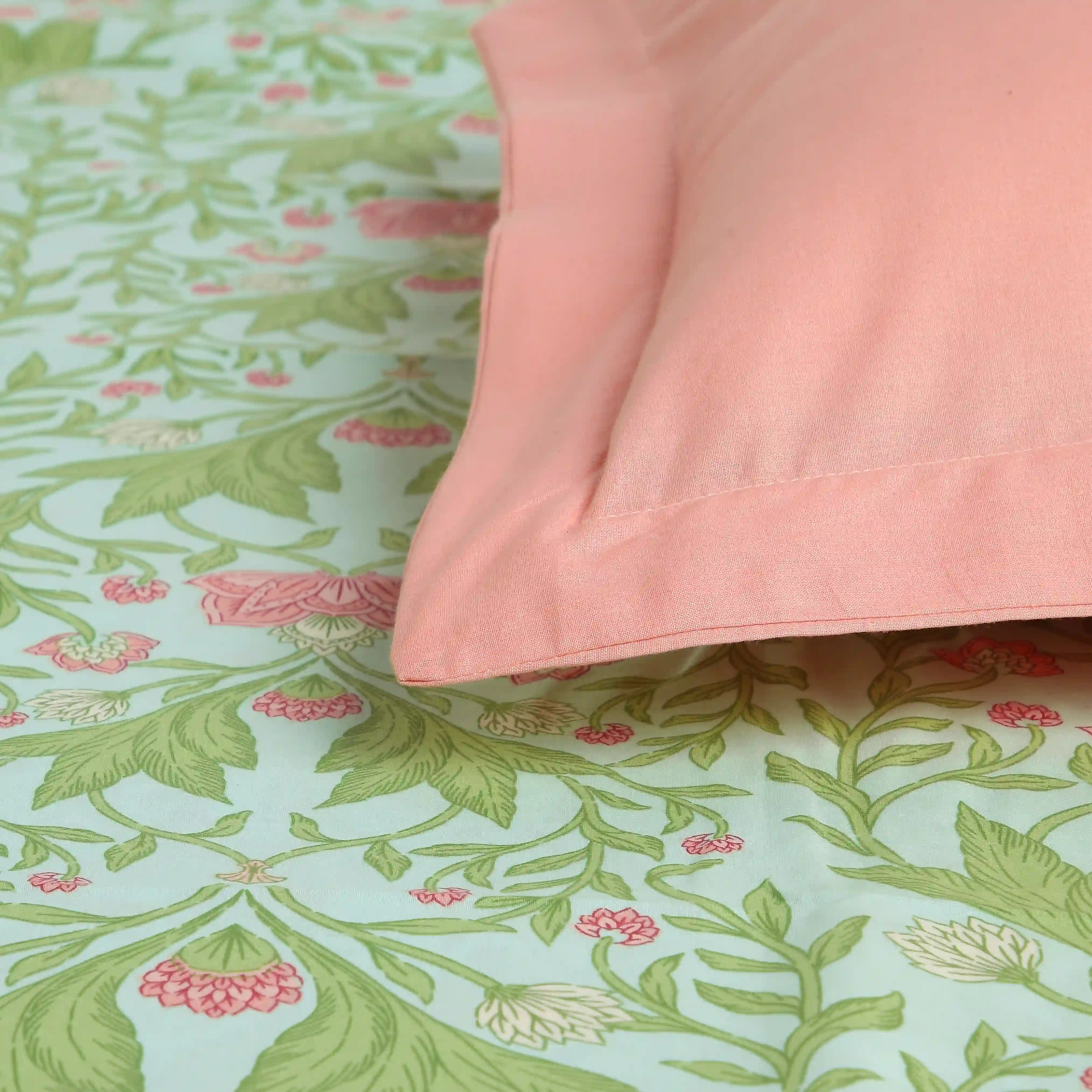 Chippa Lane | Contemporary Indian Print Design Cotton Bedsheet Set-Sage Mint - Image 15
