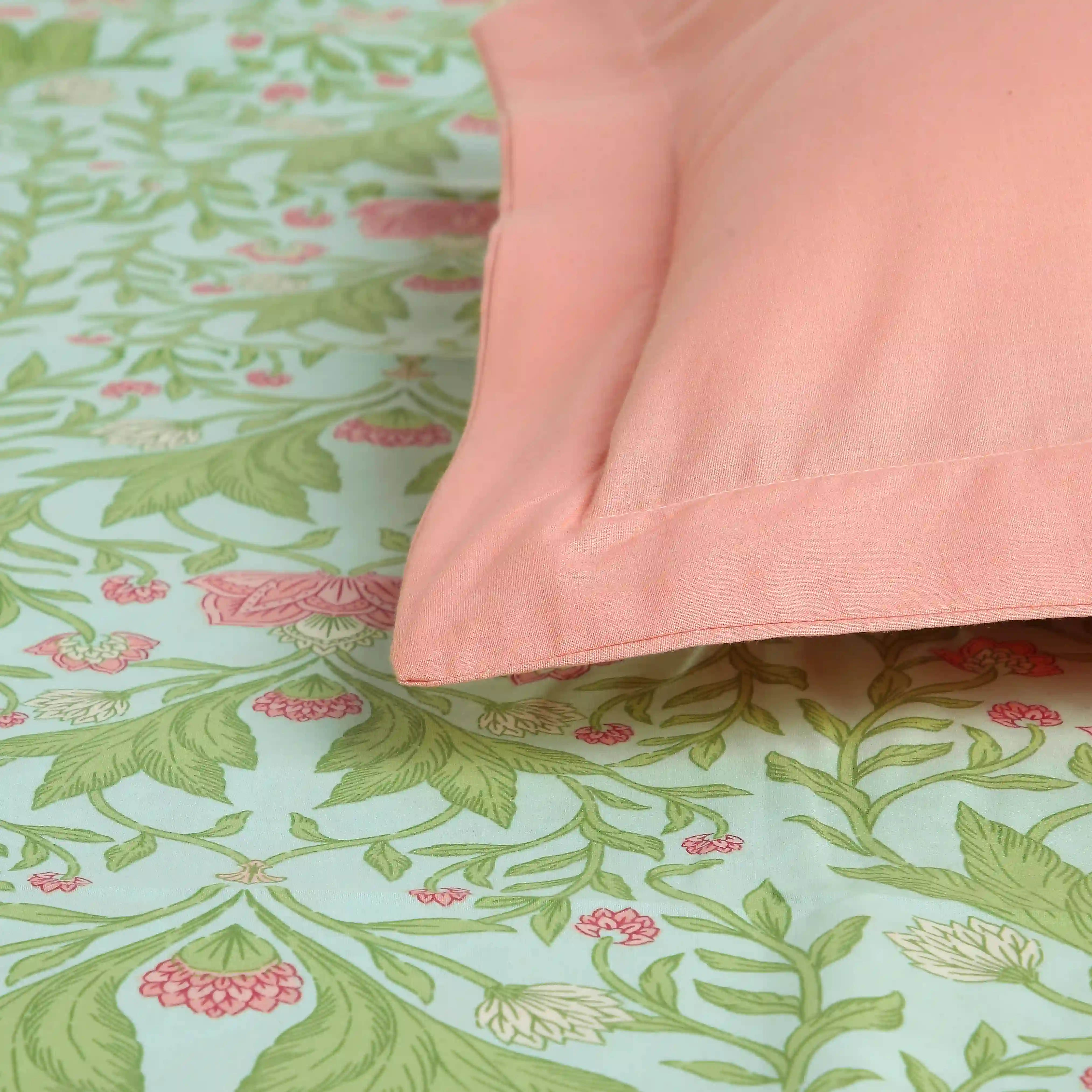 Chippa Lane | Contemporary Indian Print Design Cotton Bedsheet Set-Sage Mint - Image 5