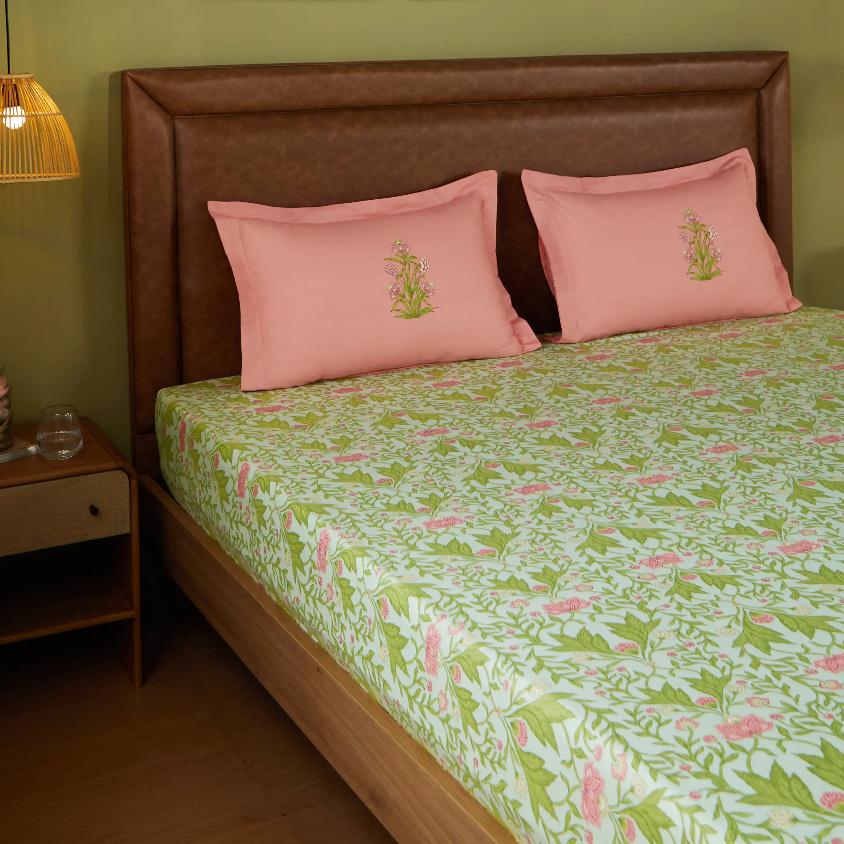 Chippa Lane | Contemporary Indian Print Design Cotton Bedsheet Set-Sage Mint - Image 6