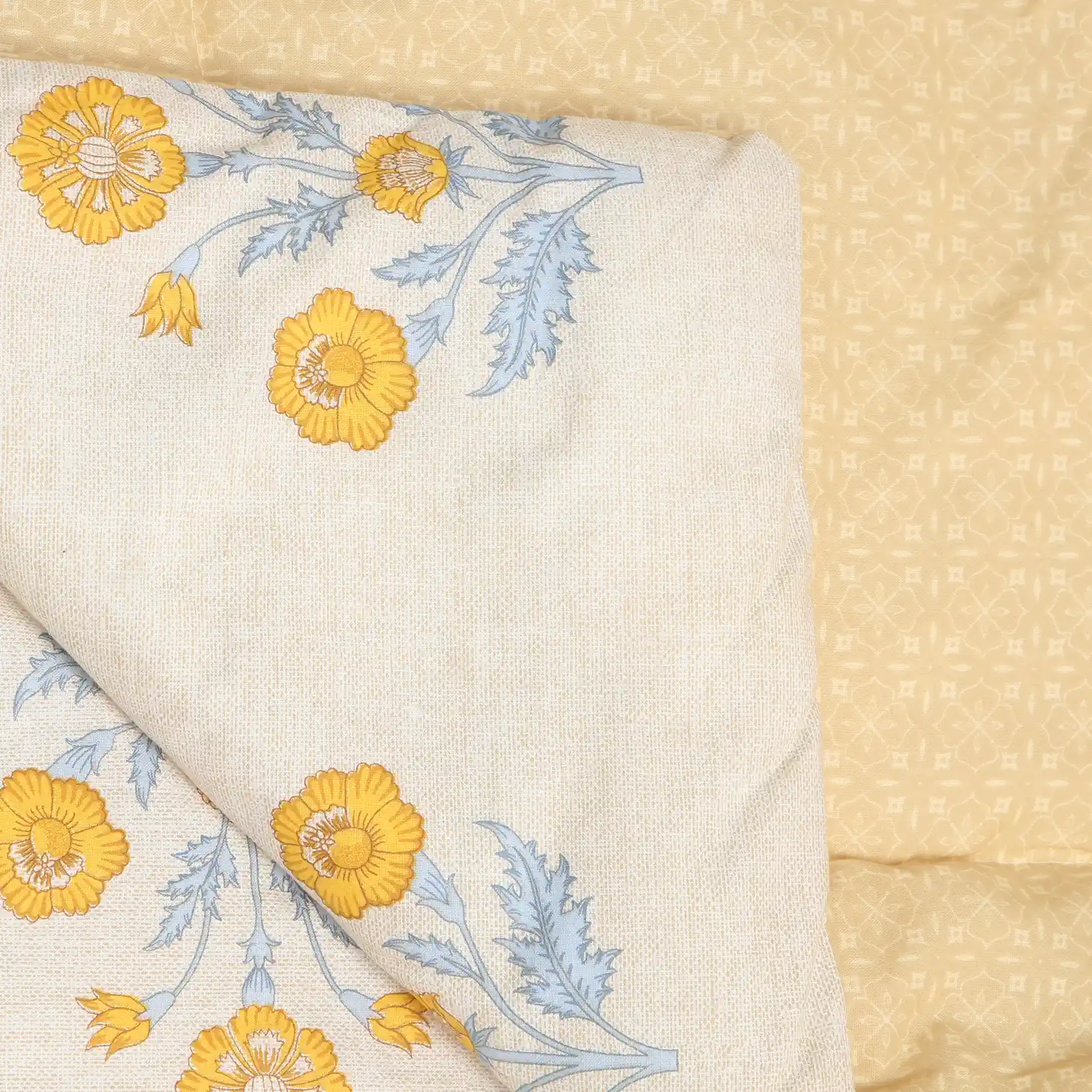 Chippa Lane | Contemporary Indian Print Design 120GSM Reversible Comforter-Ochre - Image 10