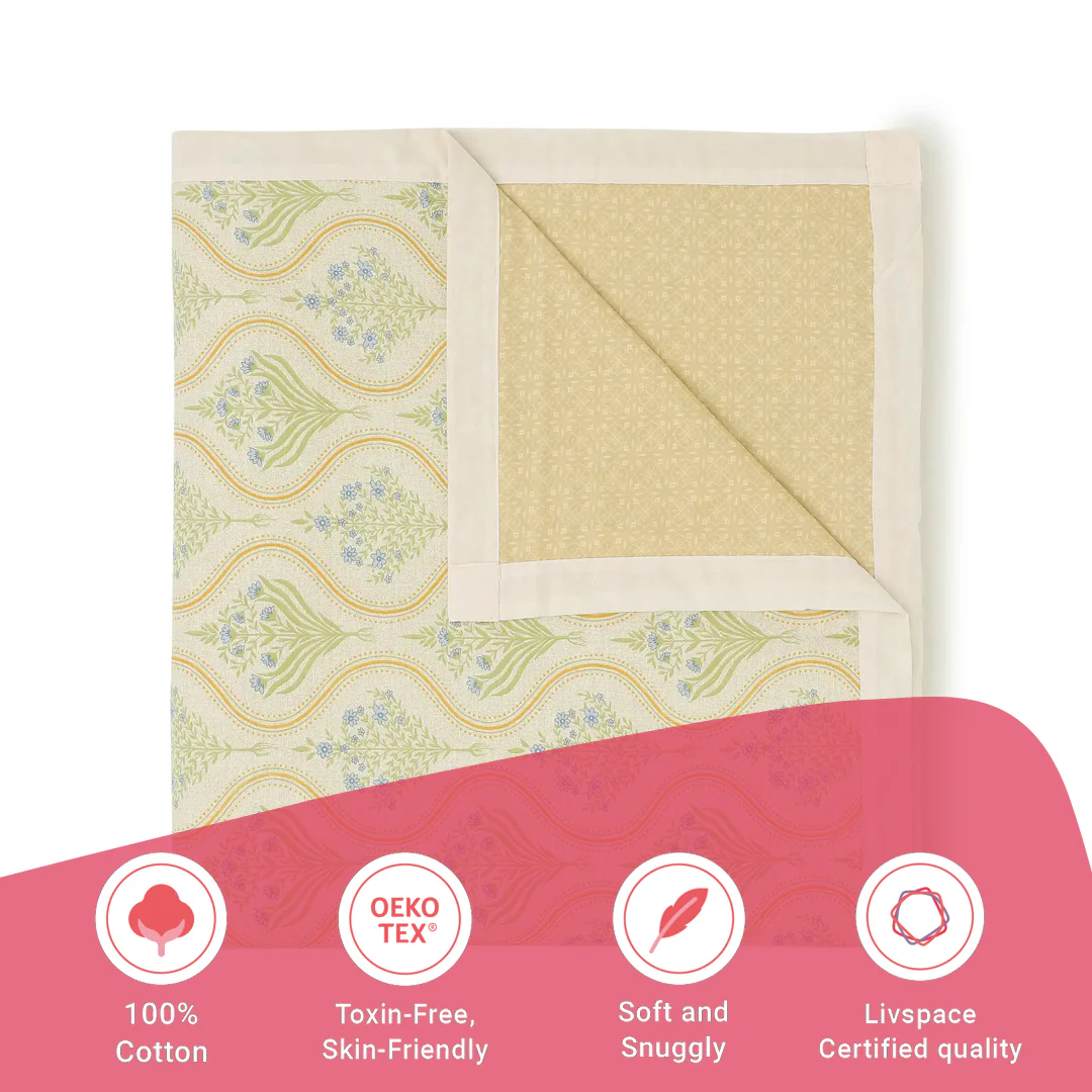 Chippa Lane | Contemporary Indian Print Design Reversible Dohar with Super Soft Flannel Layering-Mustard - Image 11