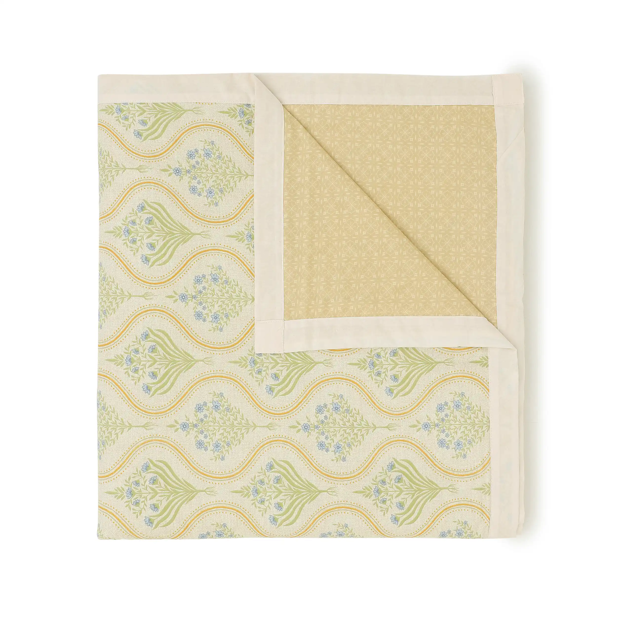 Chippa Lane | Contemporary Indian Print Design Reversible Dohar with Super Soft Flannel Layering-Mustard - Image 9