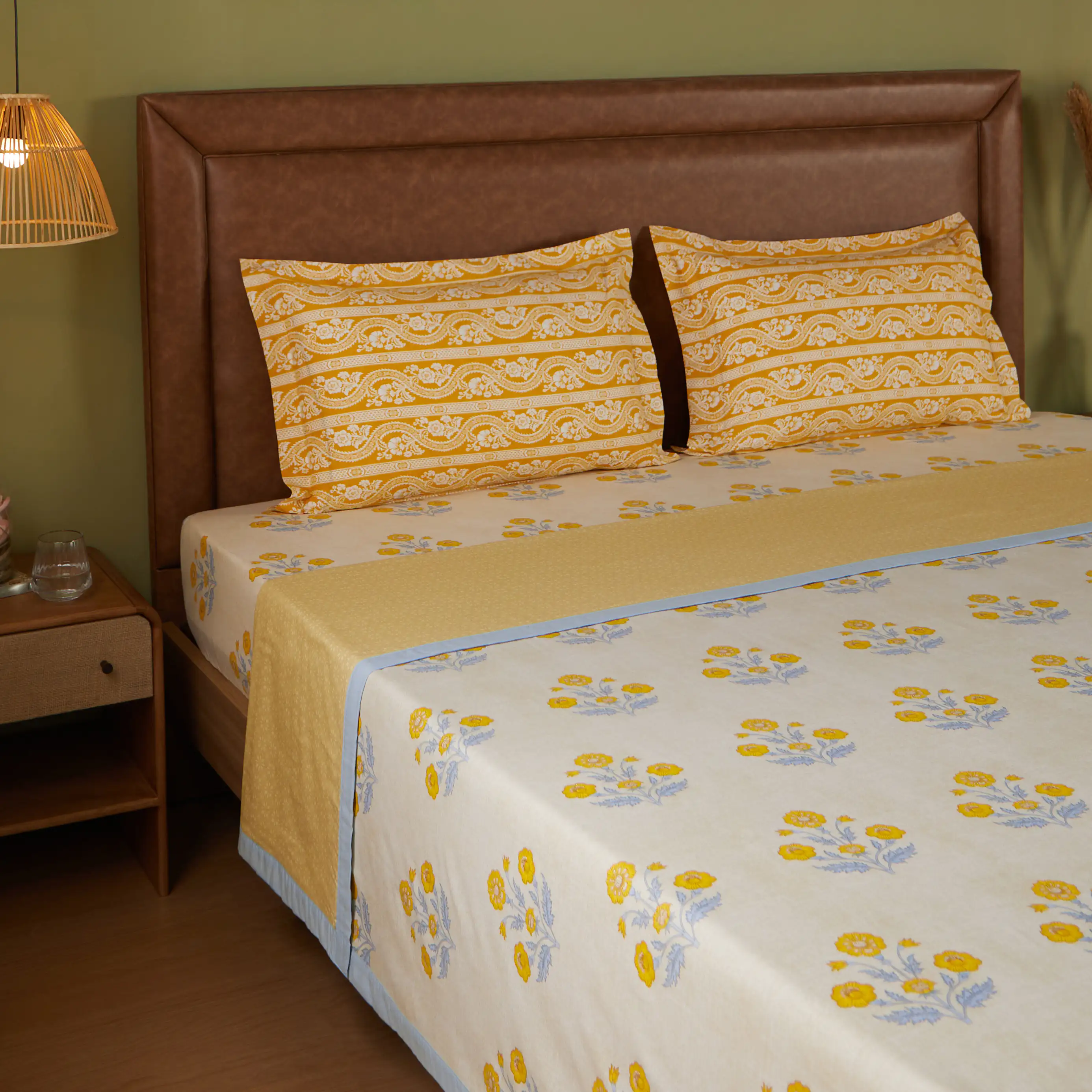 Chippa Lane | Contemporary Indian Print Design Reversible Dohar with Super Soft Flannel Layering-Ochre - Image 6