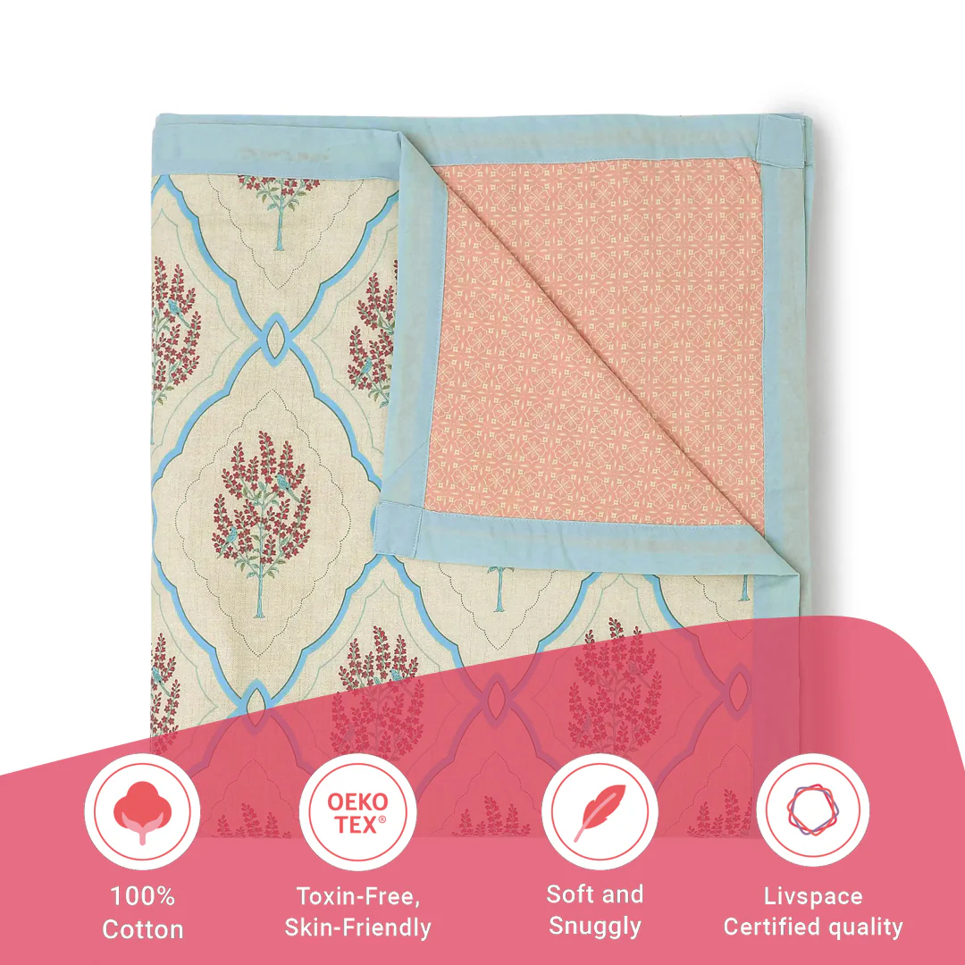 Chippa Lane | Contemporary Indian Print Design Reversible Dohar with Super Soft Flannel Layering-Sage Bloom - Image 11