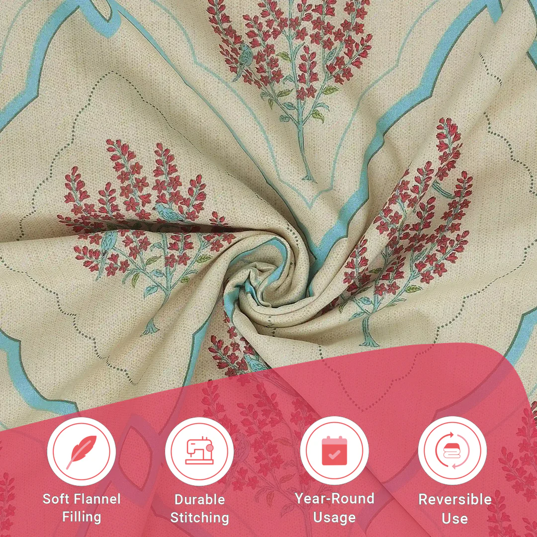 Chippa Lane | Contemporary Indian Print Design Reversible Dohar with Super Soft Flannel Layering-Sage Bloom - Image 12