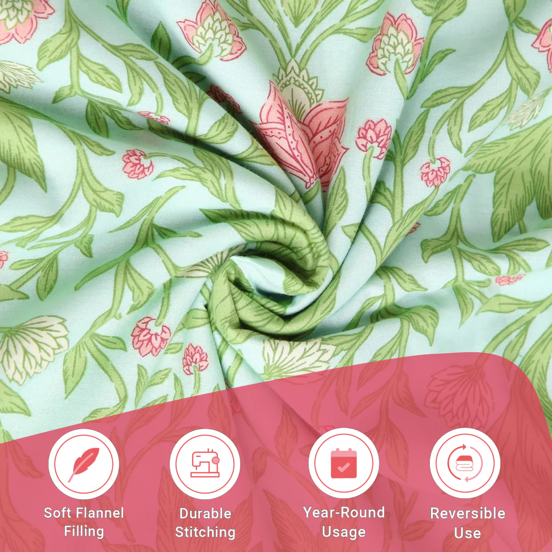 Chippa Lane | Contemporary Indian Print Design Reversible Dohar with Super Soft Flannel Layering-Sage Mint - Image 11