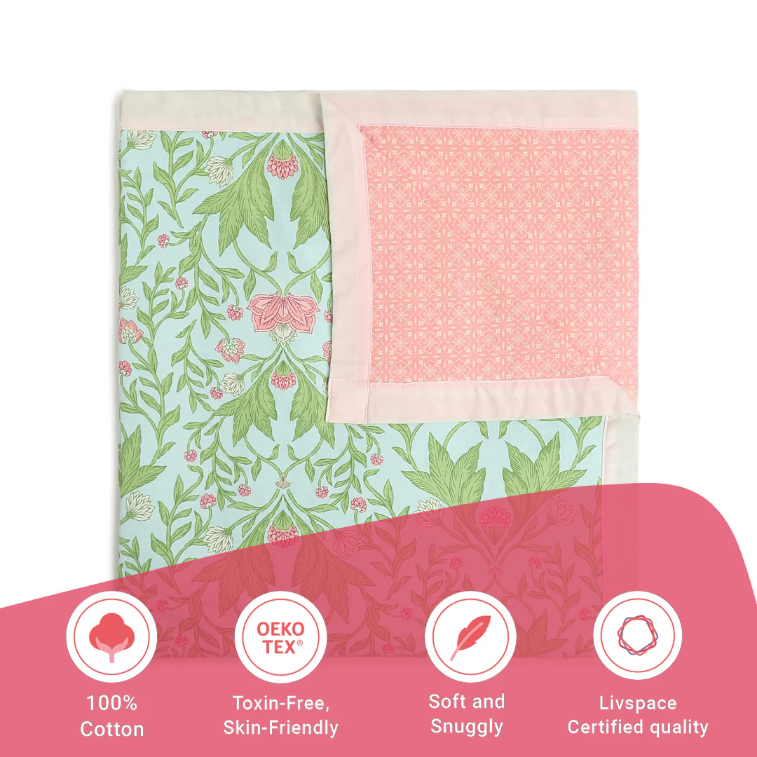 Chippa Lane | Contemporary Indian Print Design Reversible Dohar with Super Soft Flannel Layering-Sage Mint - Image 12