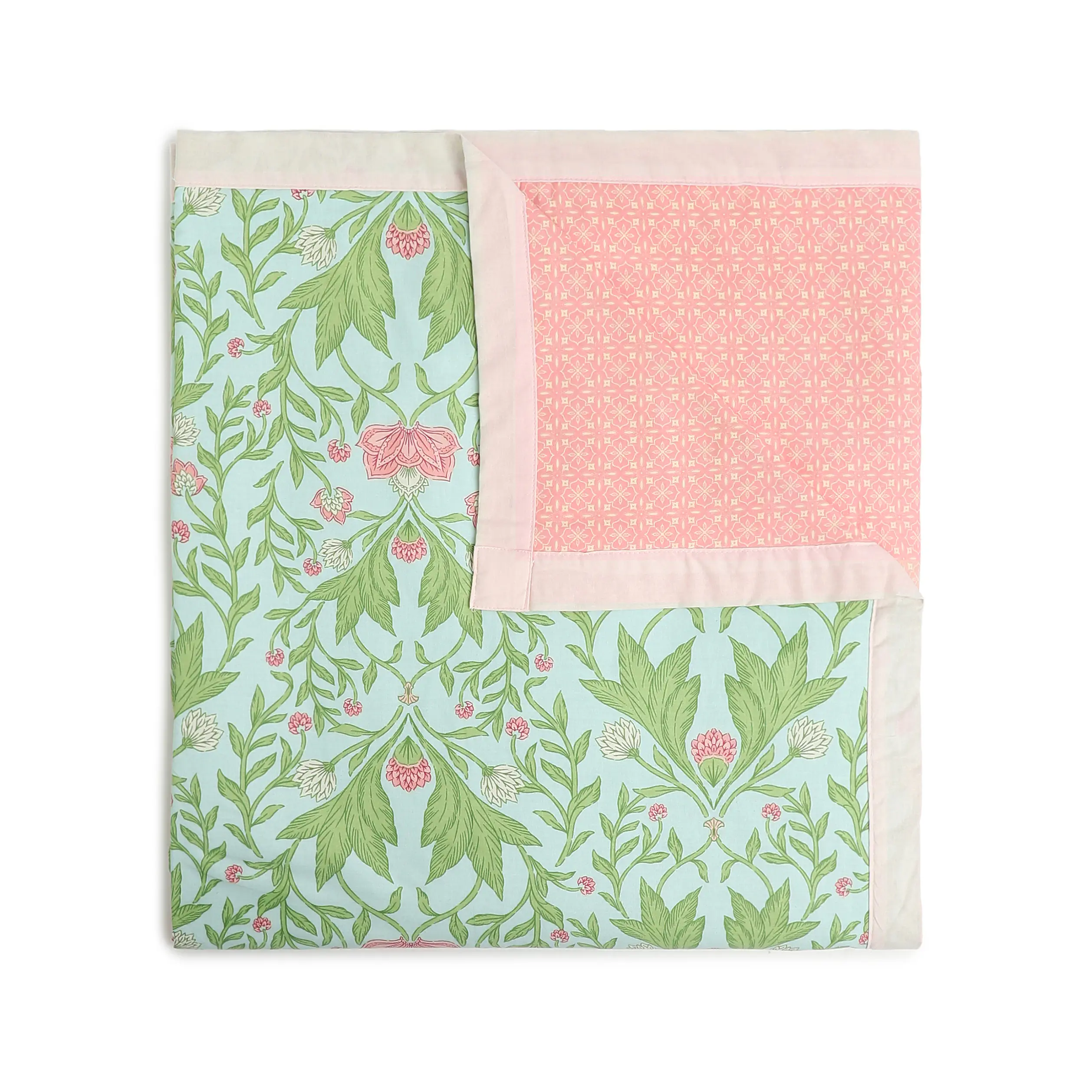 Chippa Lane | Contemporary Indian Print Design Reversible Dohar with Super Soft Flannel Layering-Sage Mint - Image 4