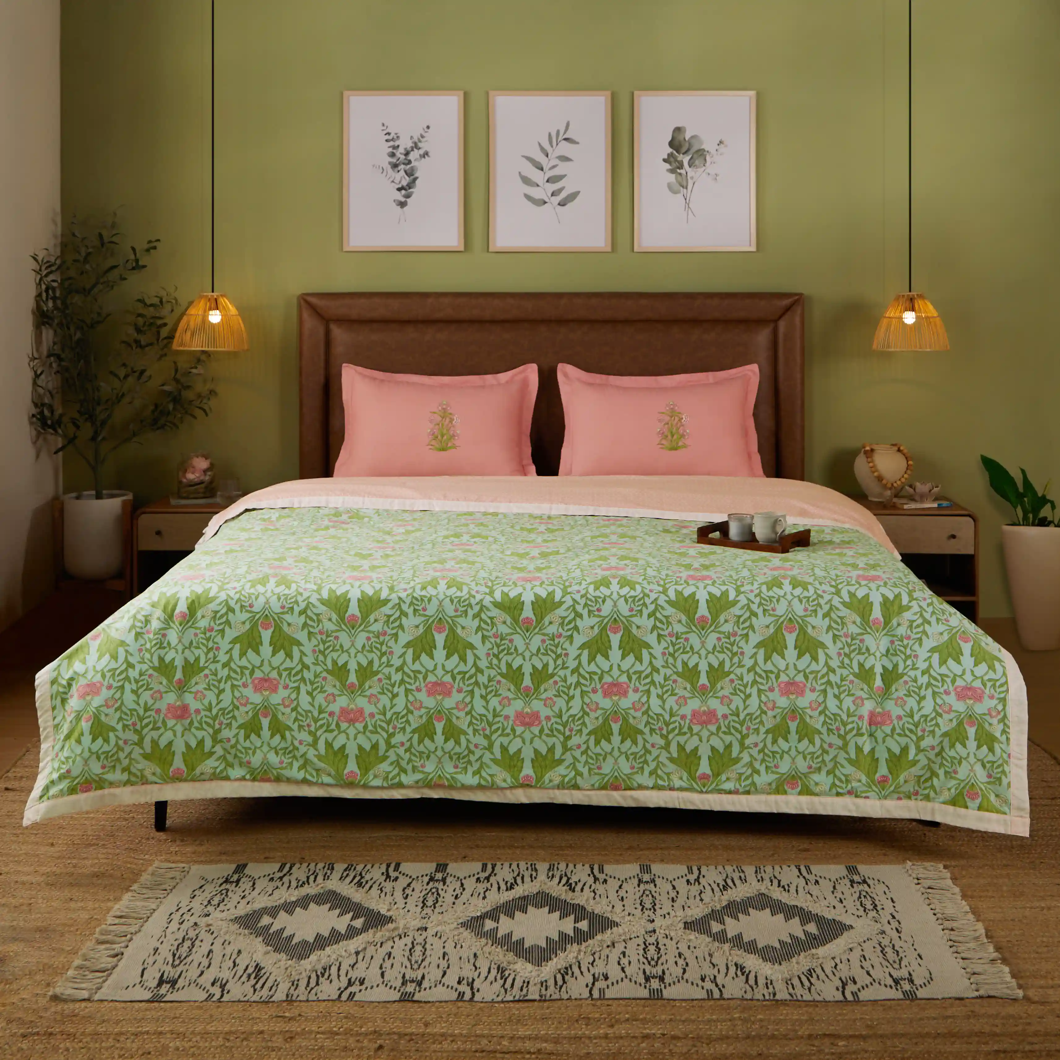 Chippa Lane | Contemporary Indian Print Design Reversible Dohar with Super Soft Flannel Layering-Sage Mint - Image 7