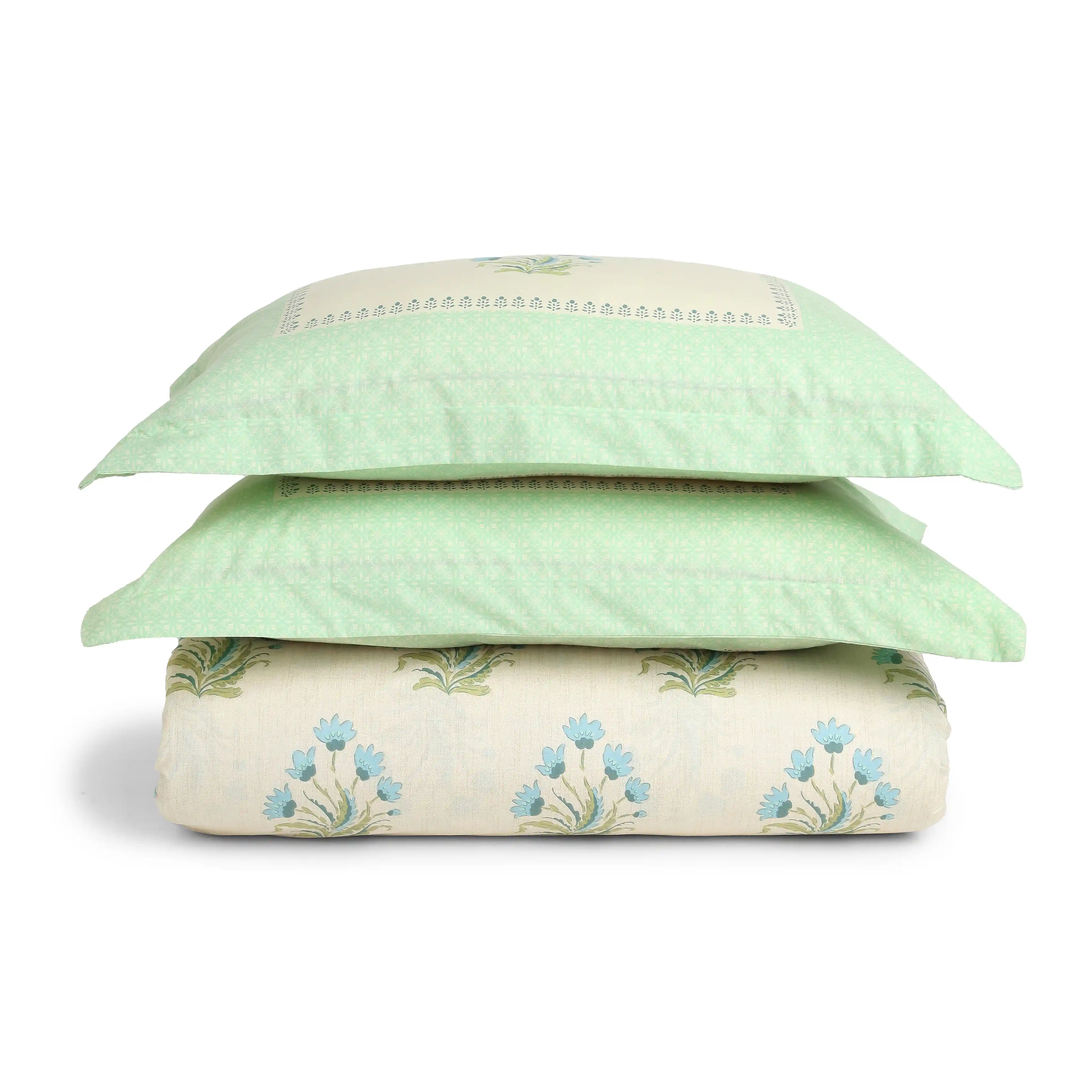 Chippa Lane | Contemporary Indian Print Design Cotton Fitted Sheet Set-Indian Sage - Image 5