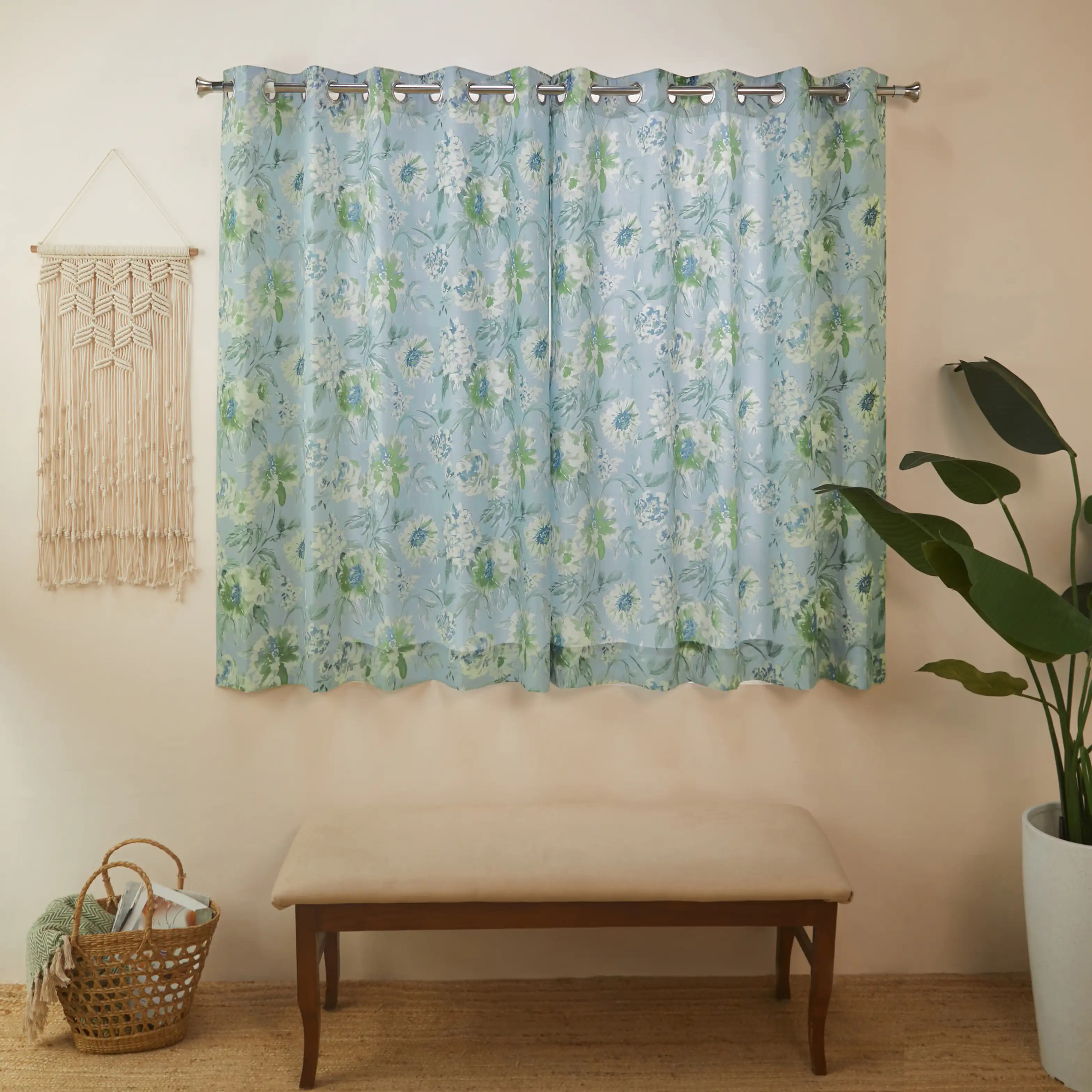 Chippa Lane Set Of 2 Printed Readymade Curtains | Floral Mist - Image 13