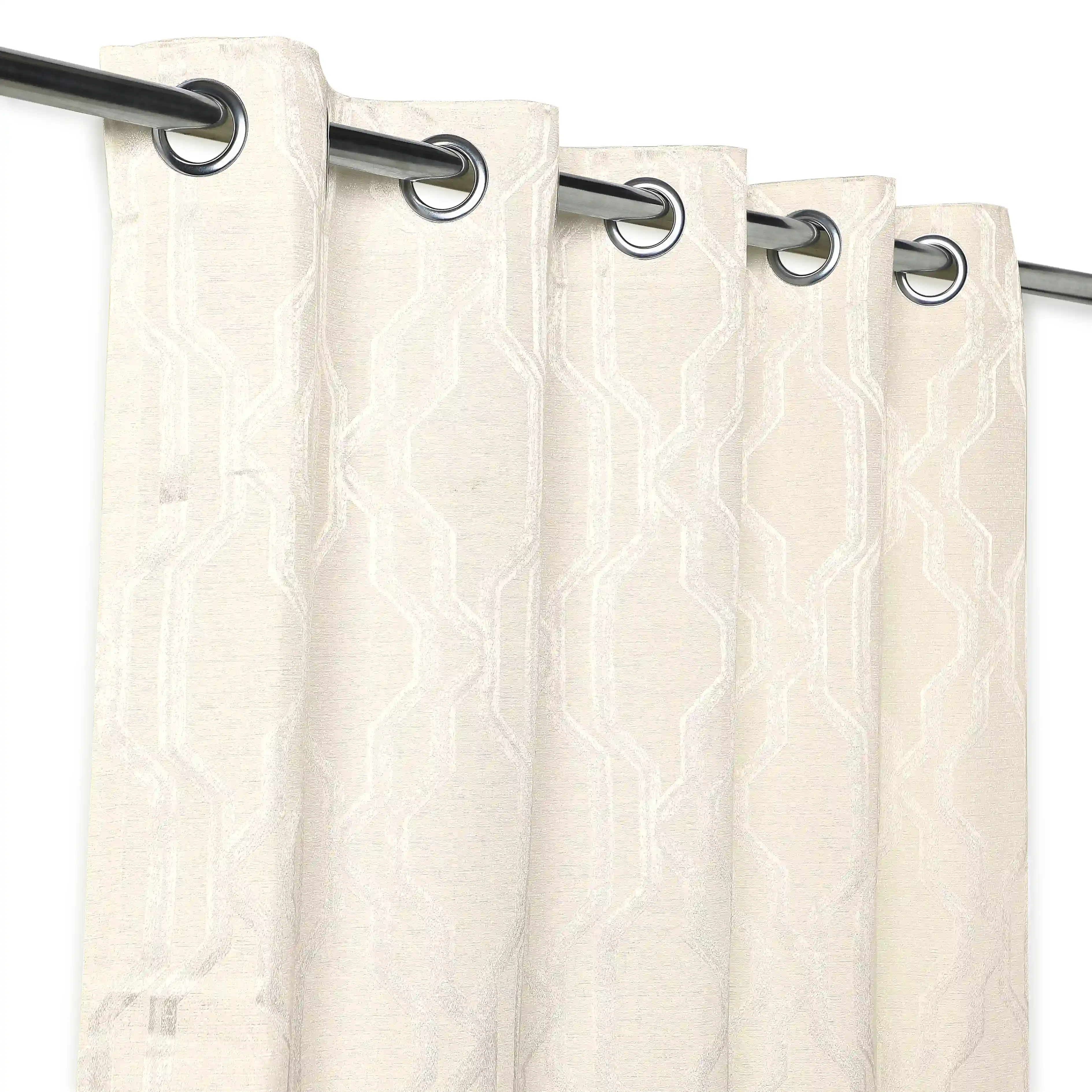 De Jacquard - Classic Set Of 2 Jacquard Readymade Curtains | Abstract Flow - Image 10