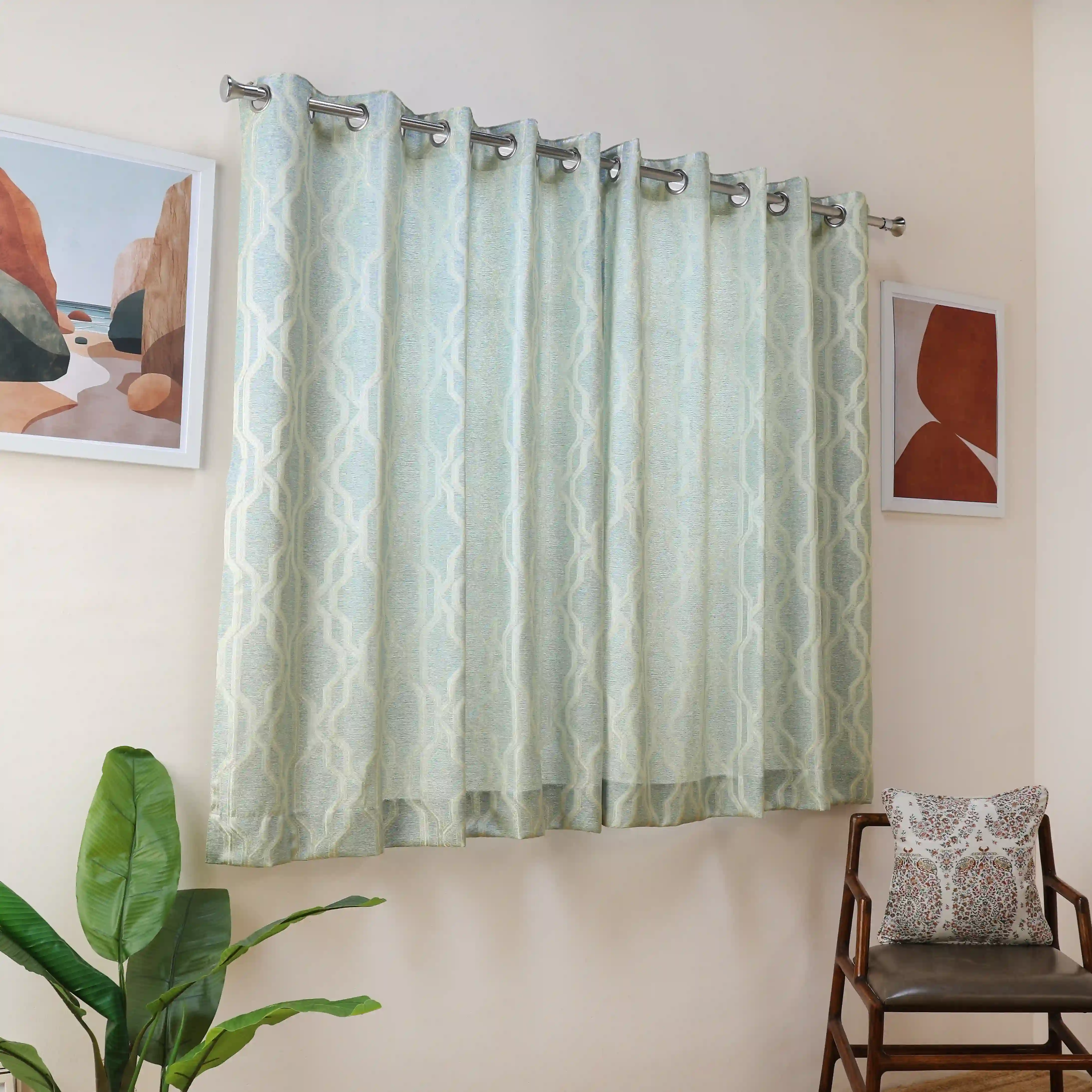De Jacquard - Classic Set Of 2 Jacquard Readymade Curtains | Abstract Flow - Image 13