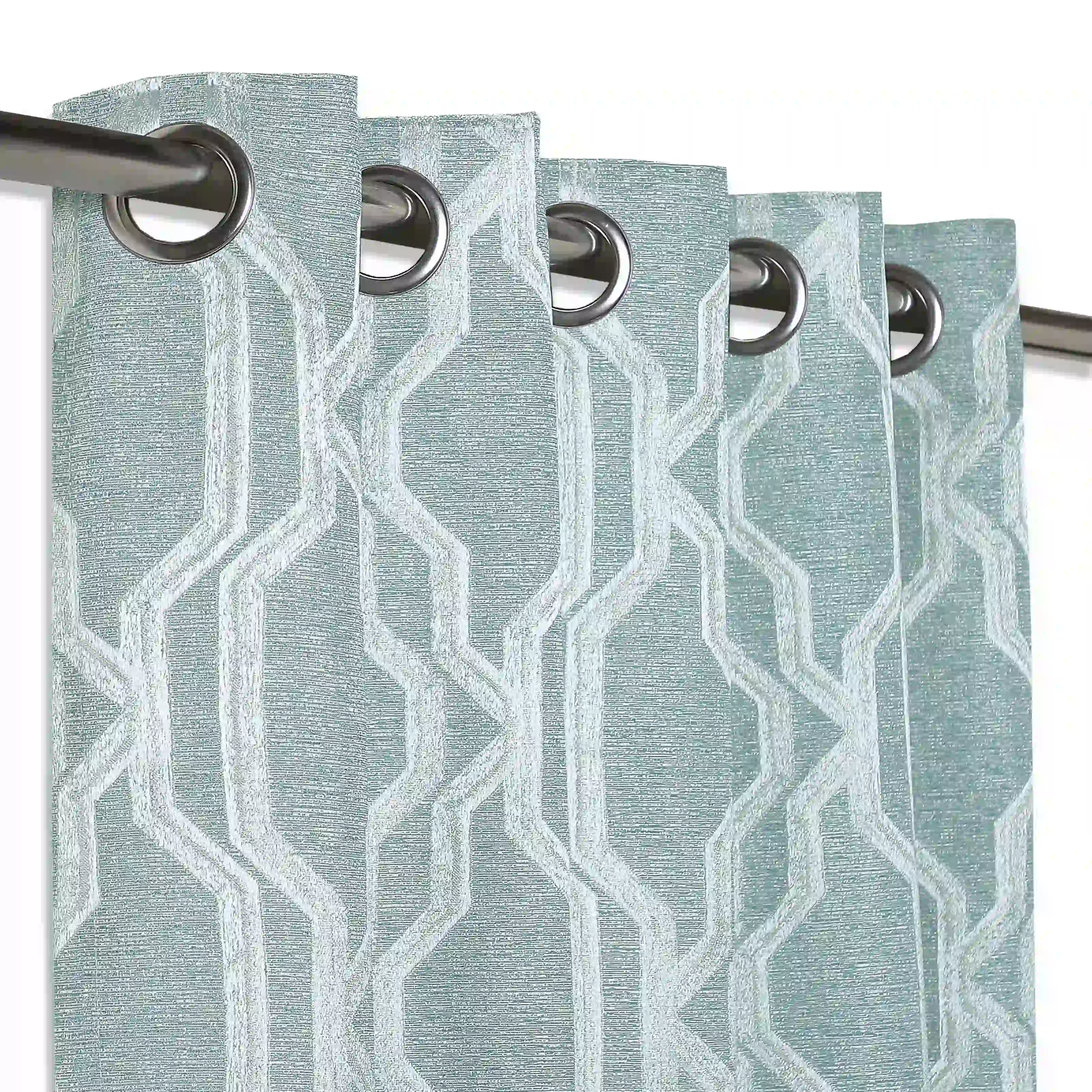 De Jacquard - Classic Set Of 2 Jacquard Readymade Curtains | Abstract Flow - Image 22