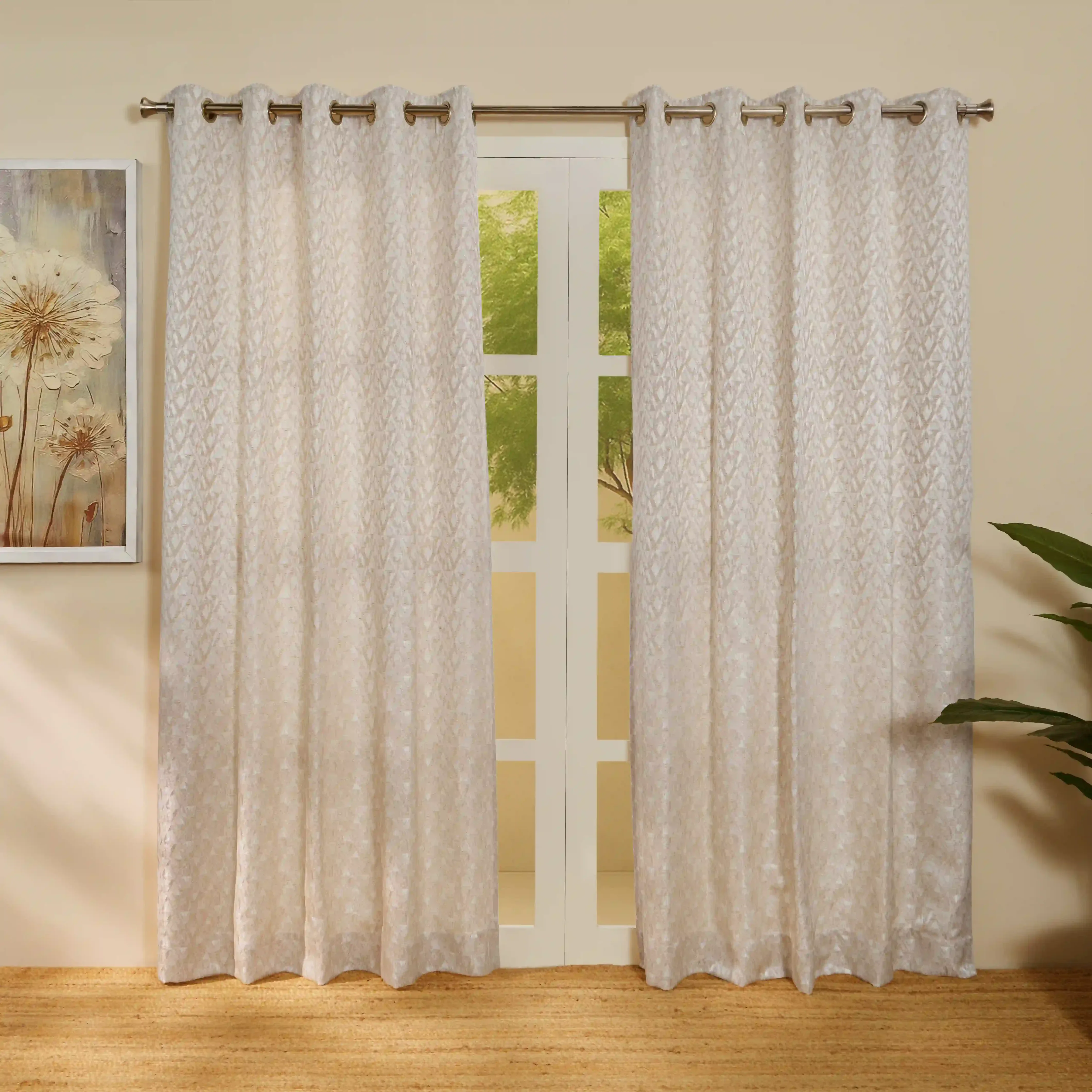 De Jacquard - Classic Set Of 2 Jacquard Readymade Curtains | Diamond Drift - Image 21