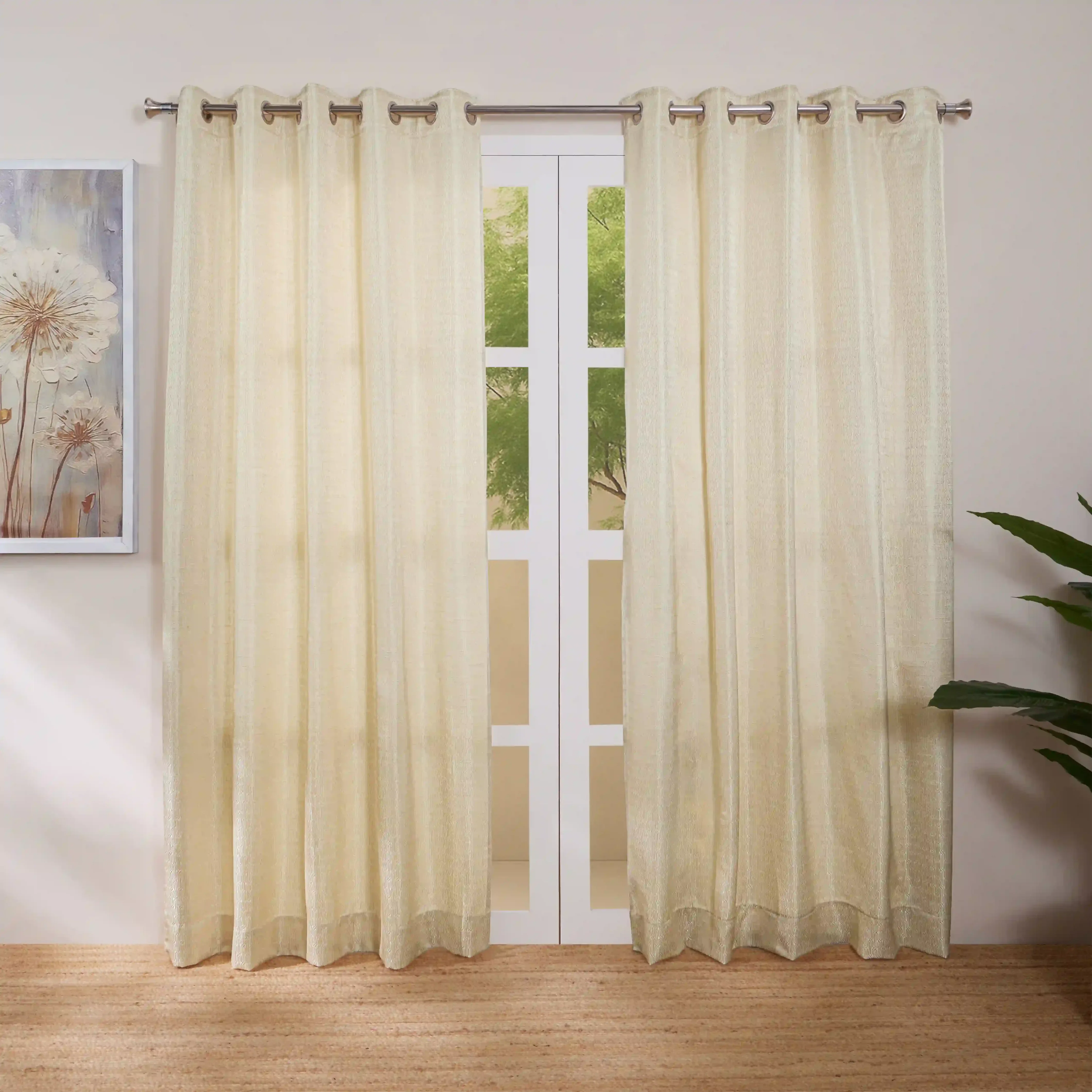 De Jacquard - Classic Set Of 2 Jacquard Readymade Curtains | Layered Lines - Image 21