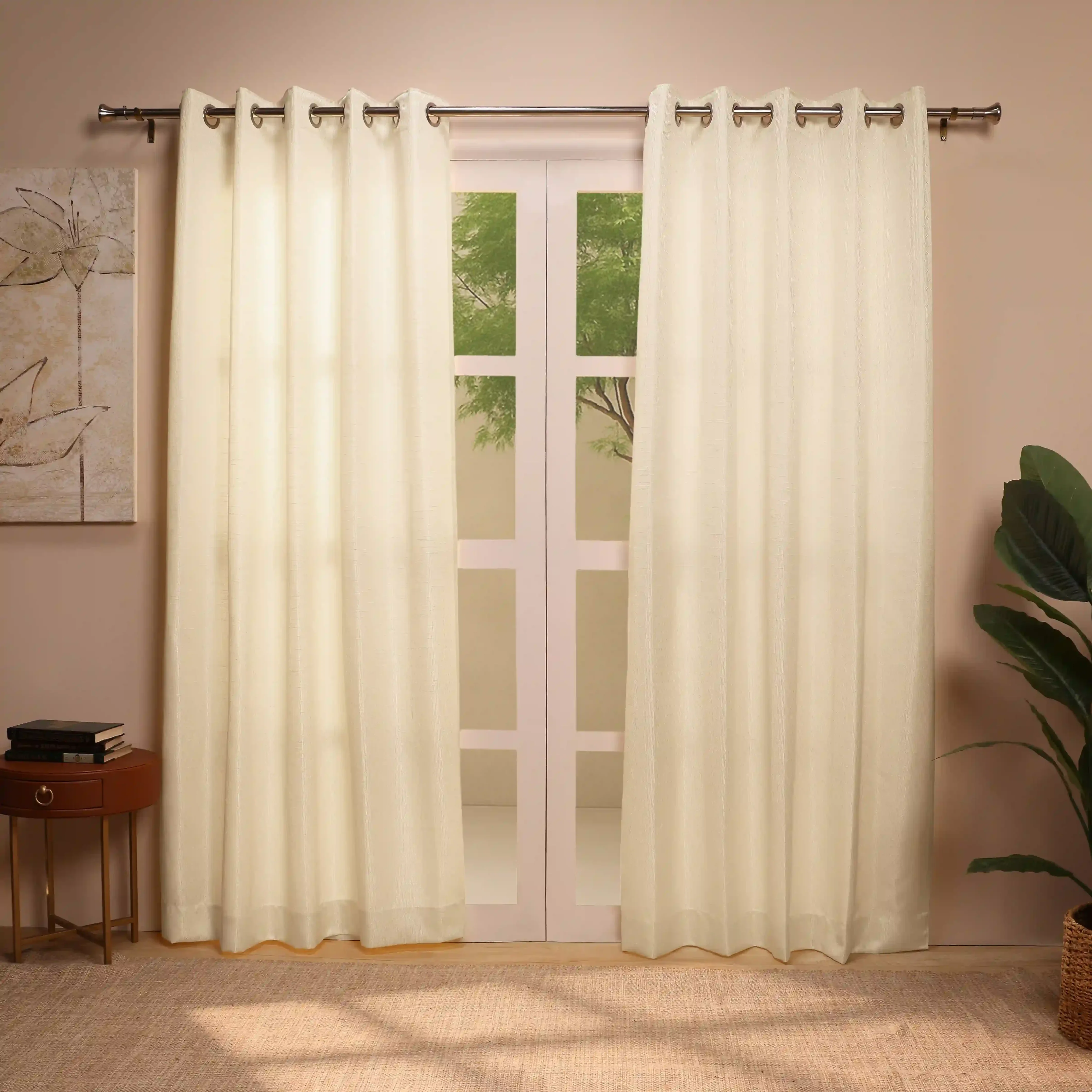 De Jacquard - Classic Set Of 2 Jacquard Readymade Curtains | Layered Lines - Image 9