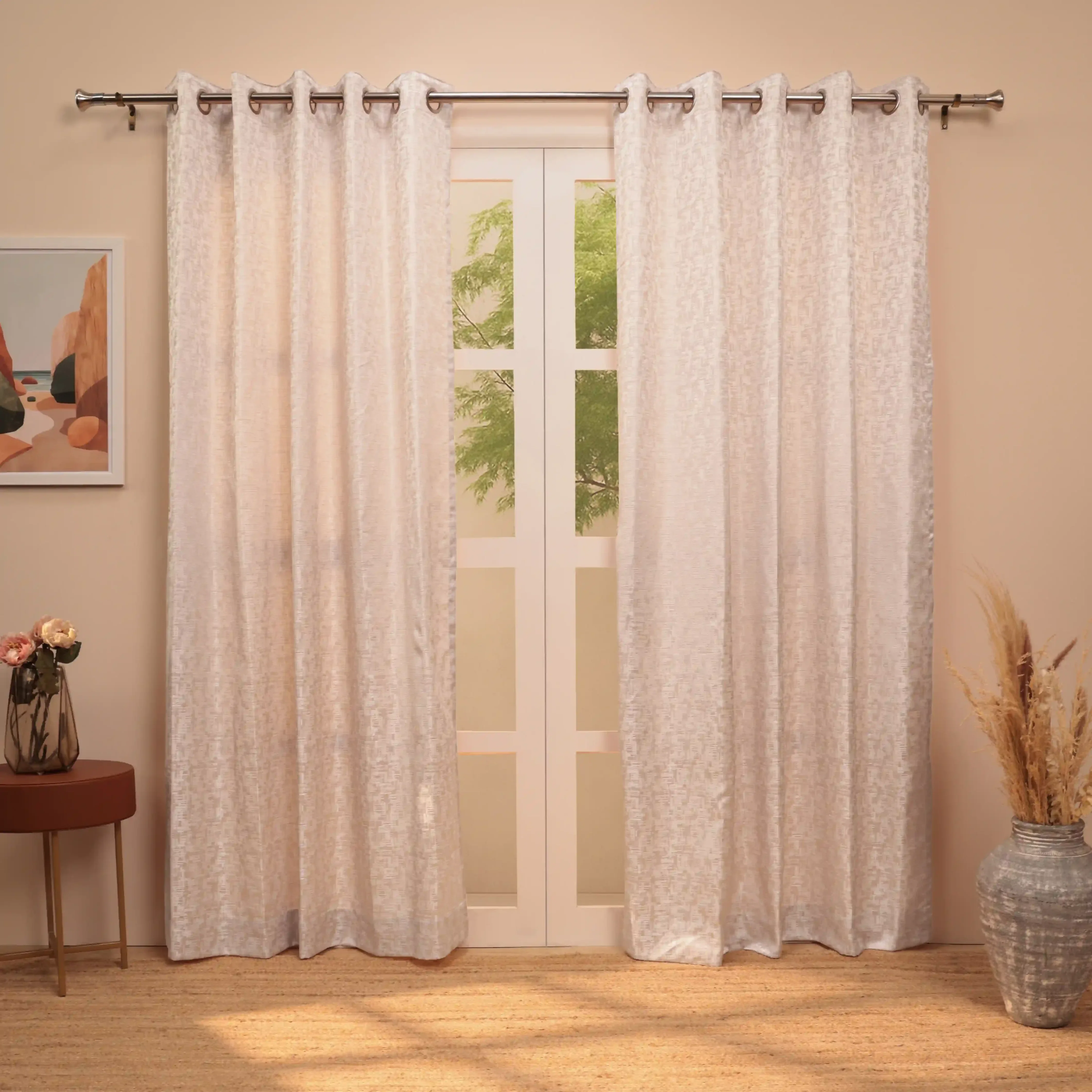 De Jacquard - Classic Set Of 2 Jacquard Readymade Curtains | Textured tales - Image 17