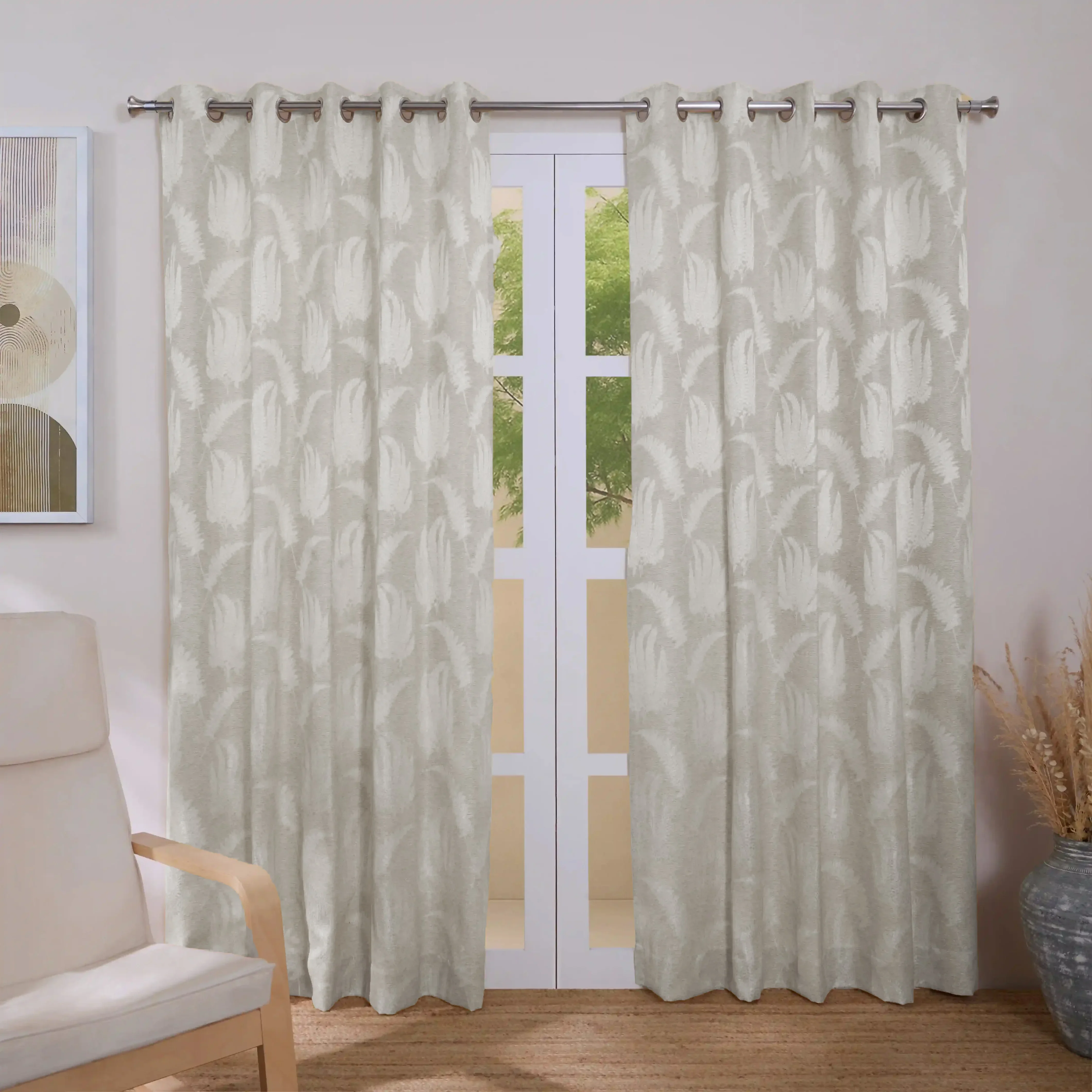 De Jacquard - Classic Set Of 2 Jacquard Readymade Curtains | Tropical Whisper - Image 9