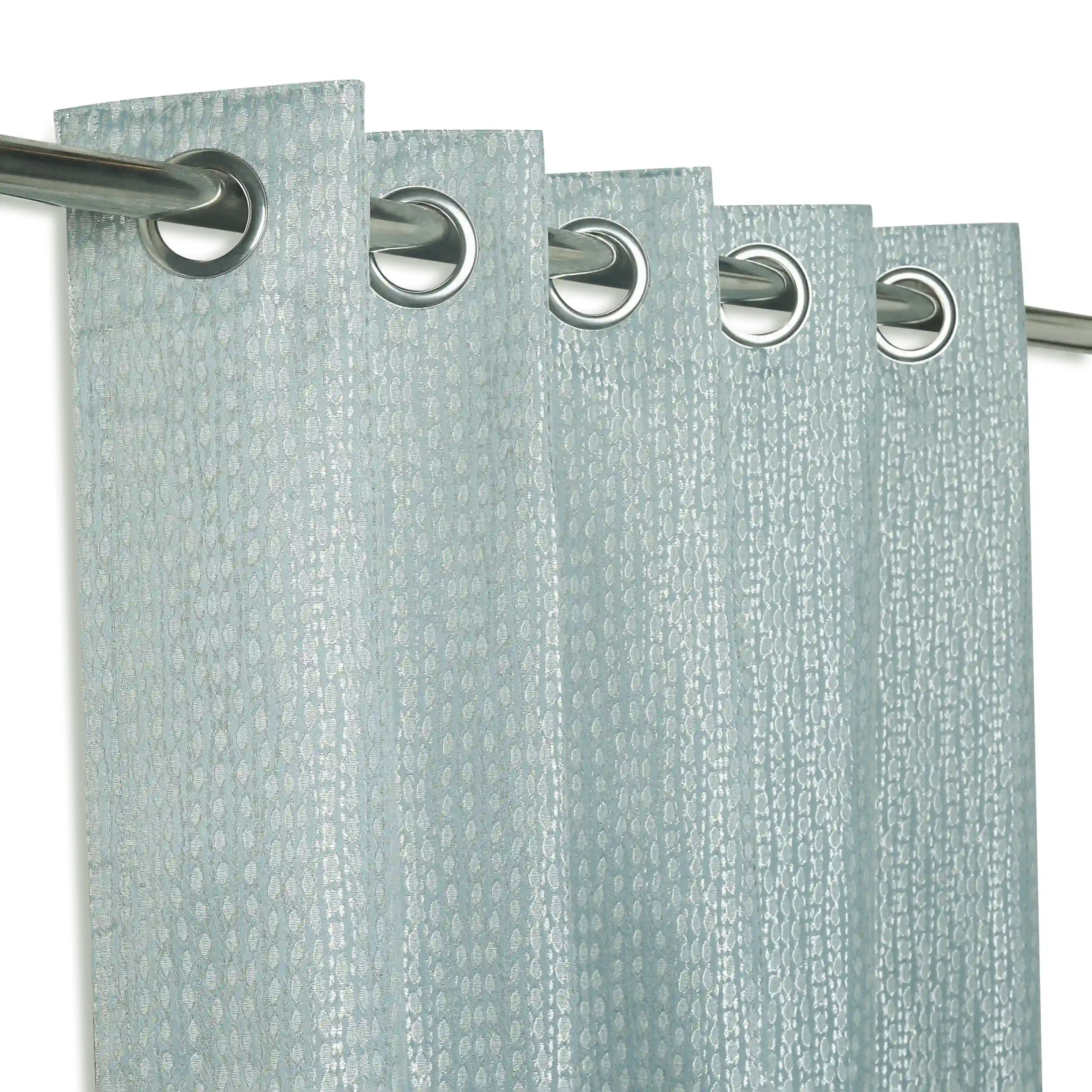 De Jacquard - Luxe Set Of 2 Jacquard Readymade Curtains | Natural Imprint - Image 50