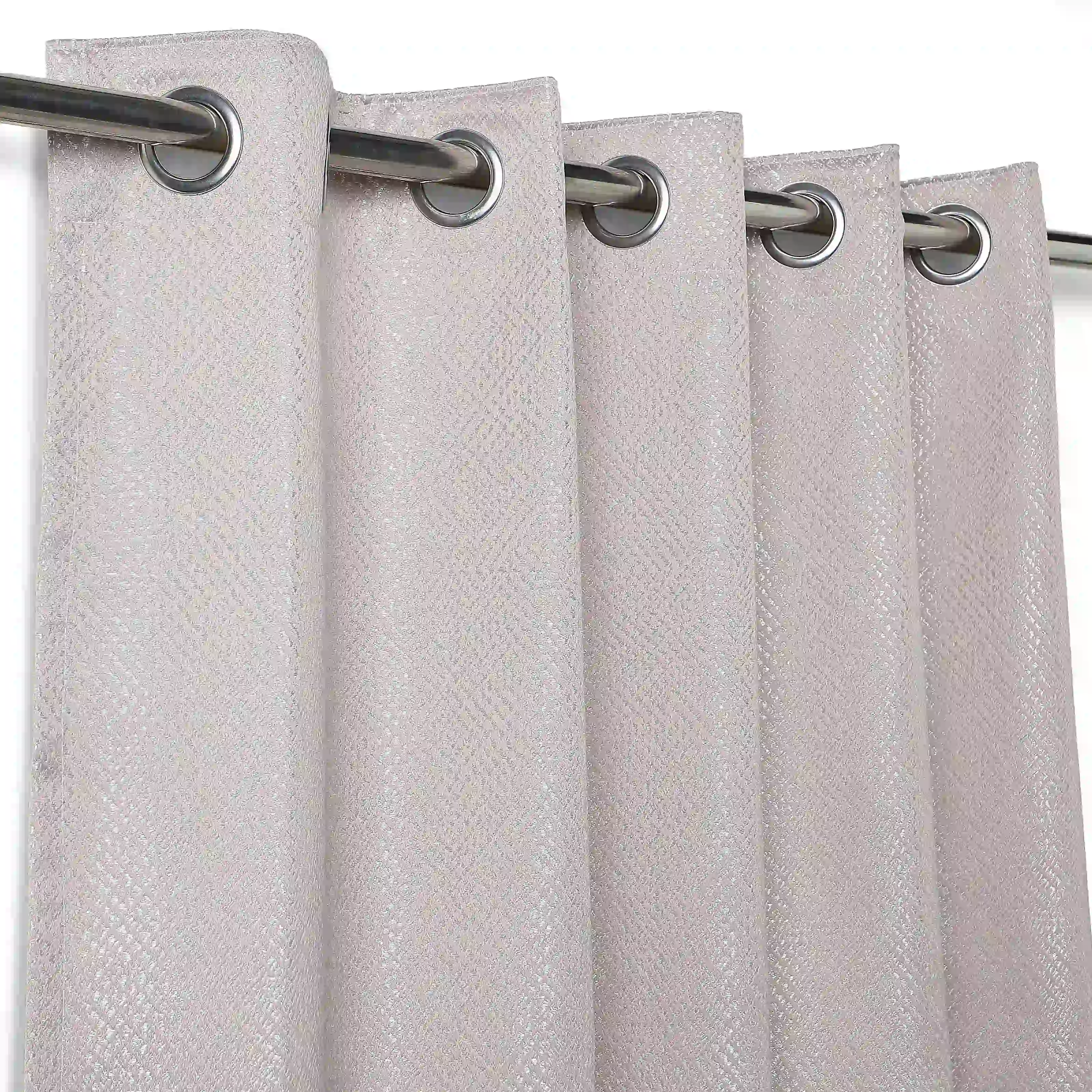 De Jacquard - Luxe Set Of 2 Jacquard Readymade Curtains | Natural Imprint - Image 66