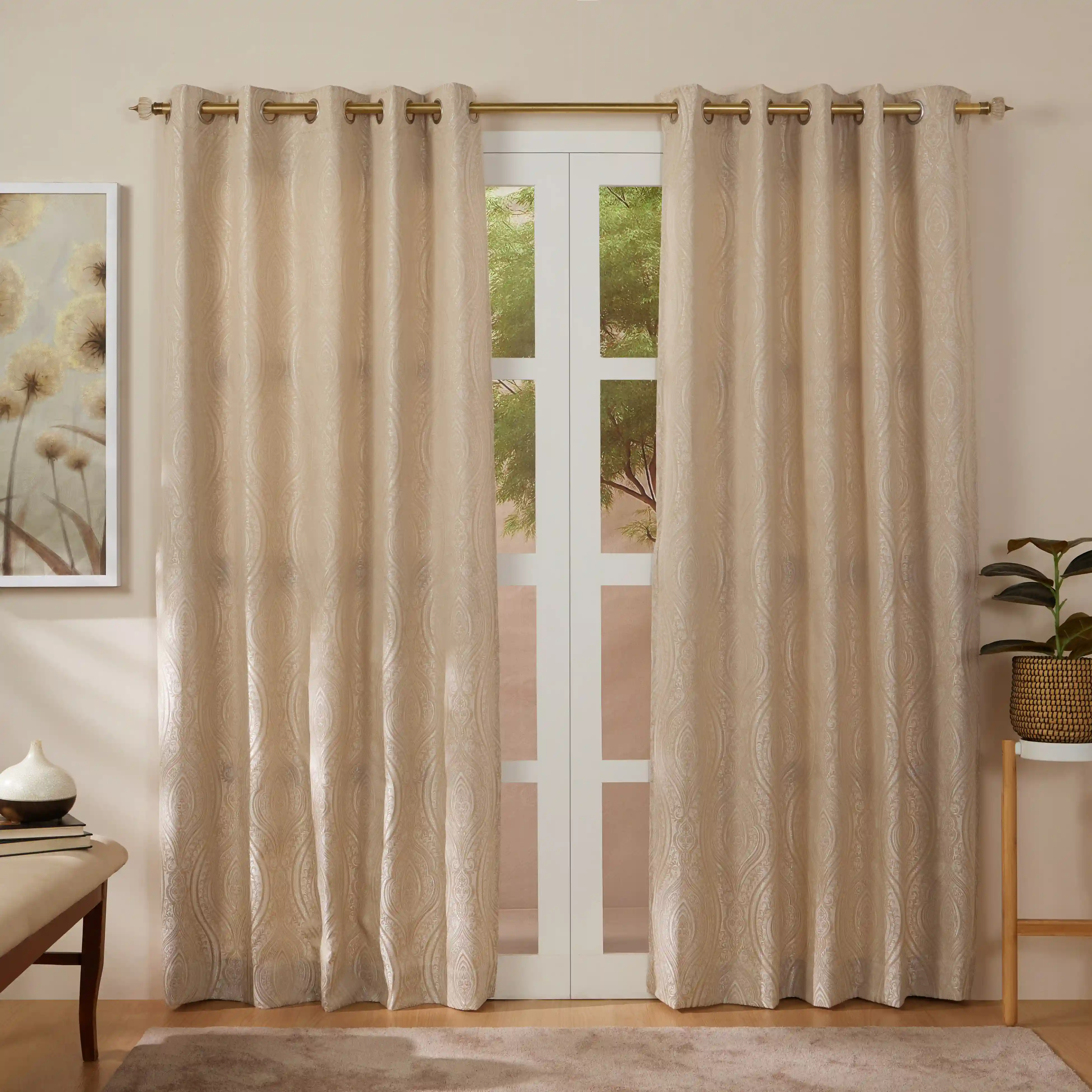 De Jacquard - Luxe Set Of 2 Jacquard Readymade Curtains | Royal Mirage - Image 17
