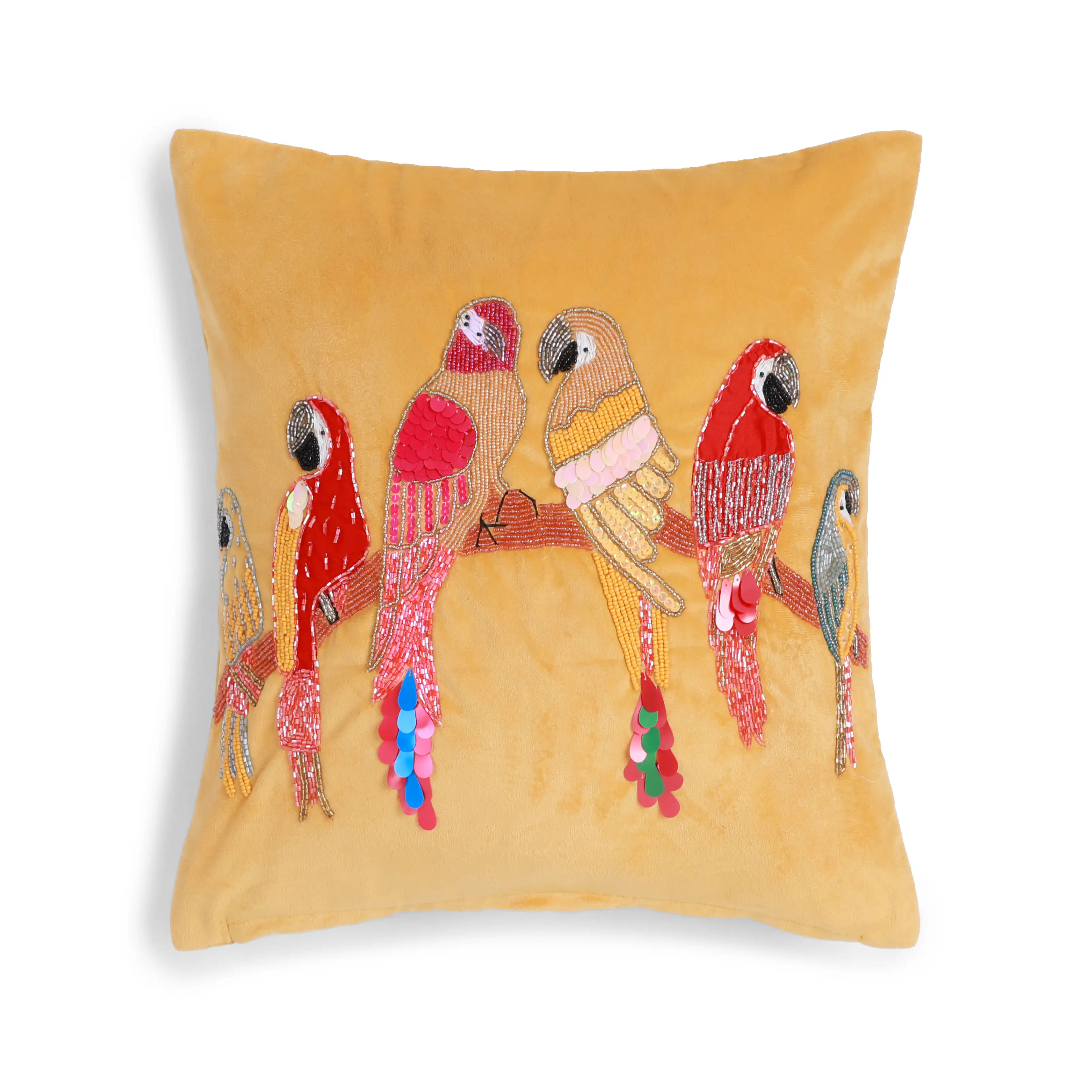 Espricia Embroidered Cushion Cover | Parrot Garden