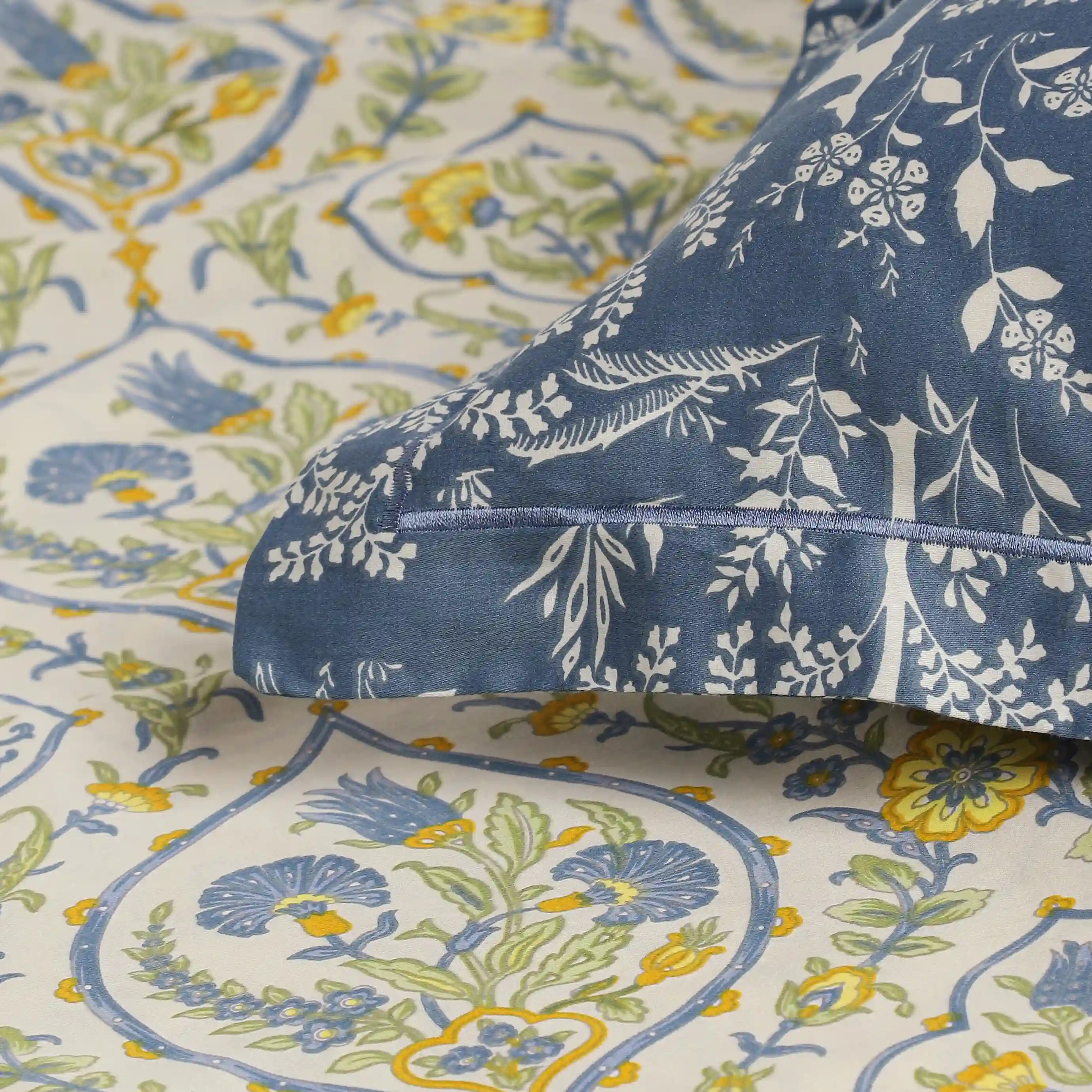 Fergana | 250TC Artistic Bohemian Printed Cotton Fitted Sheet Set | Pillow Cover with Merrow Hem Treatment - Image 20